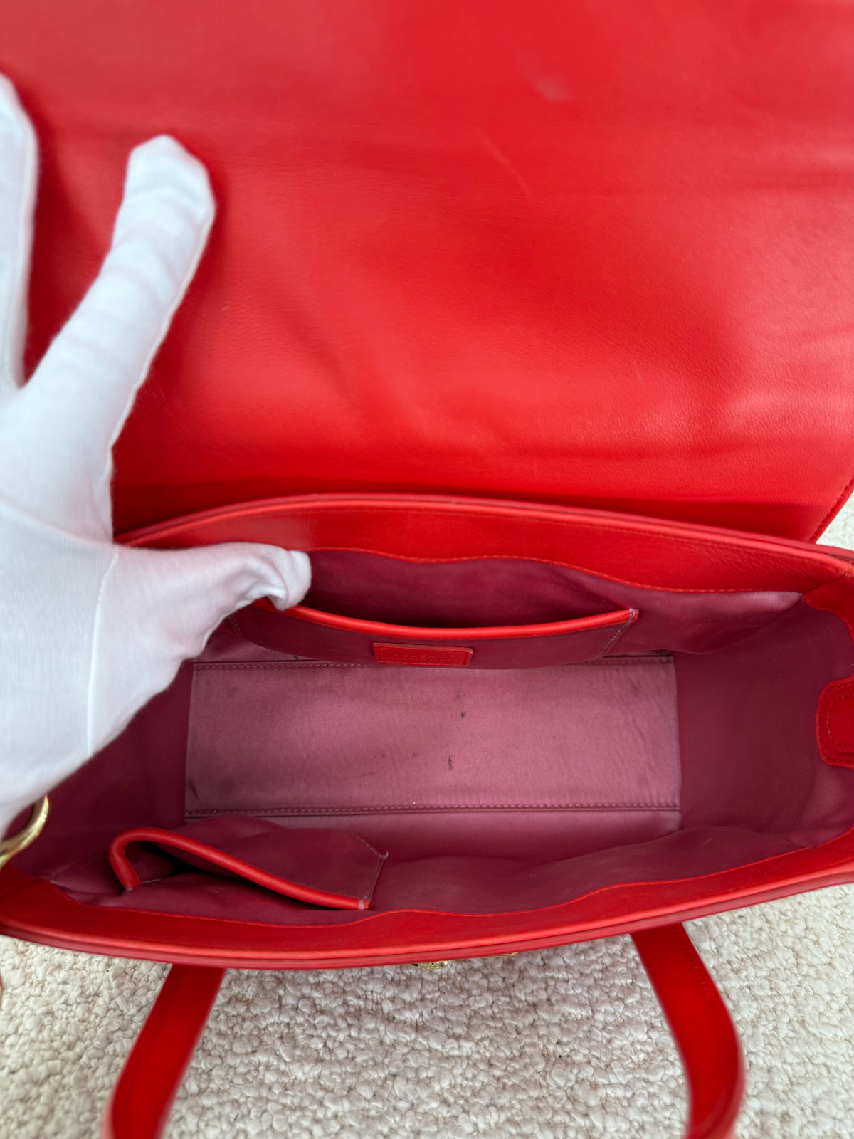 Versace Medusa Medallion Signature Red Patent Leather Hand Bag