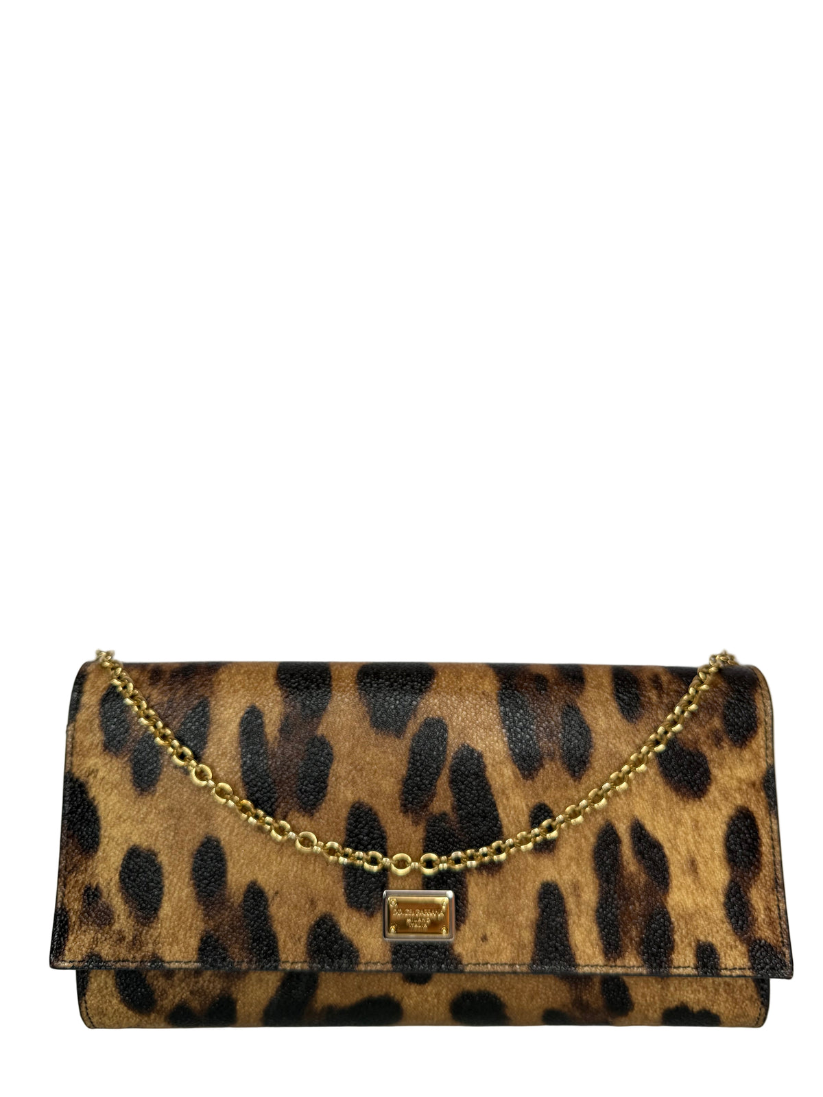 Dolce Gabbana Leopard Print Flap Wallet on Chain