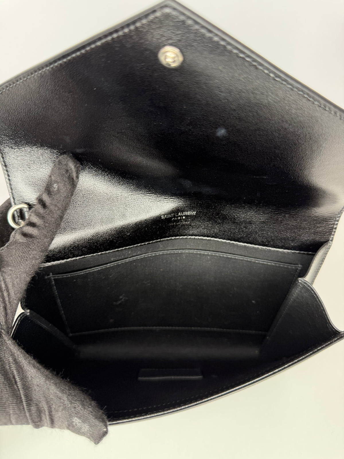 Saint Laurent Cassandre Smooth Calfskin Studded Leather Clutch