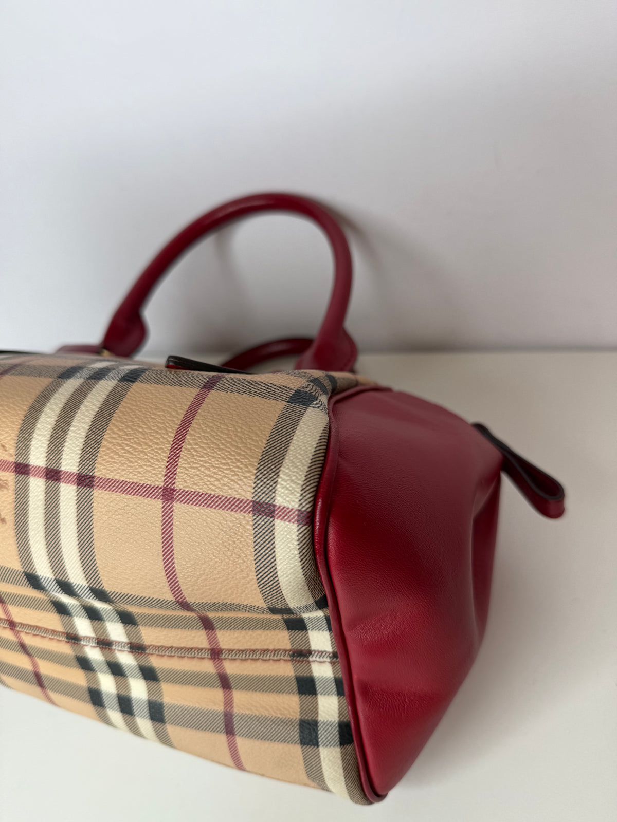 Burberry Red Haymarket Panel Blaze Bag