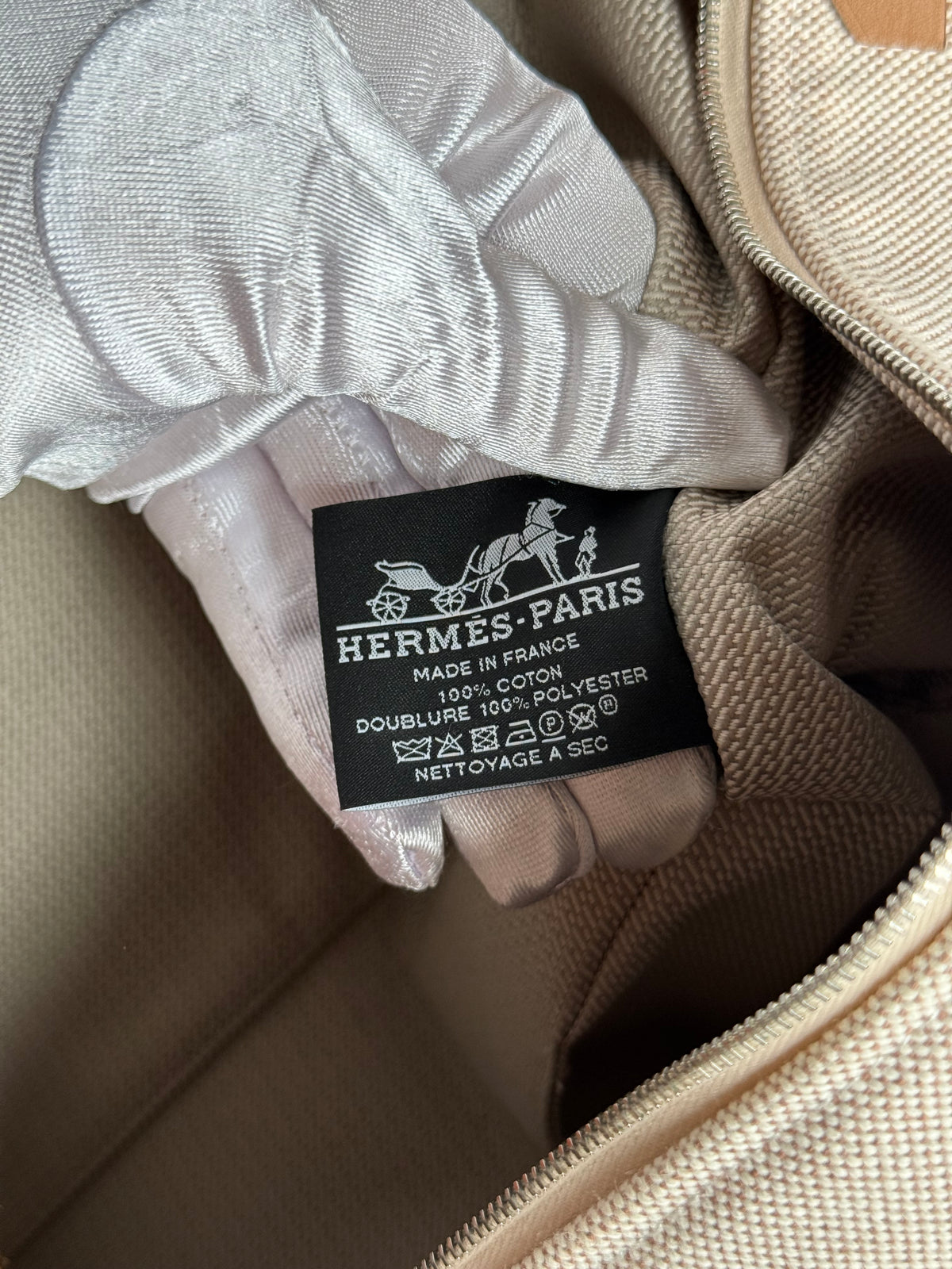 Hermes Canvas Large Bride-A-Brac Pouch Natural Orange