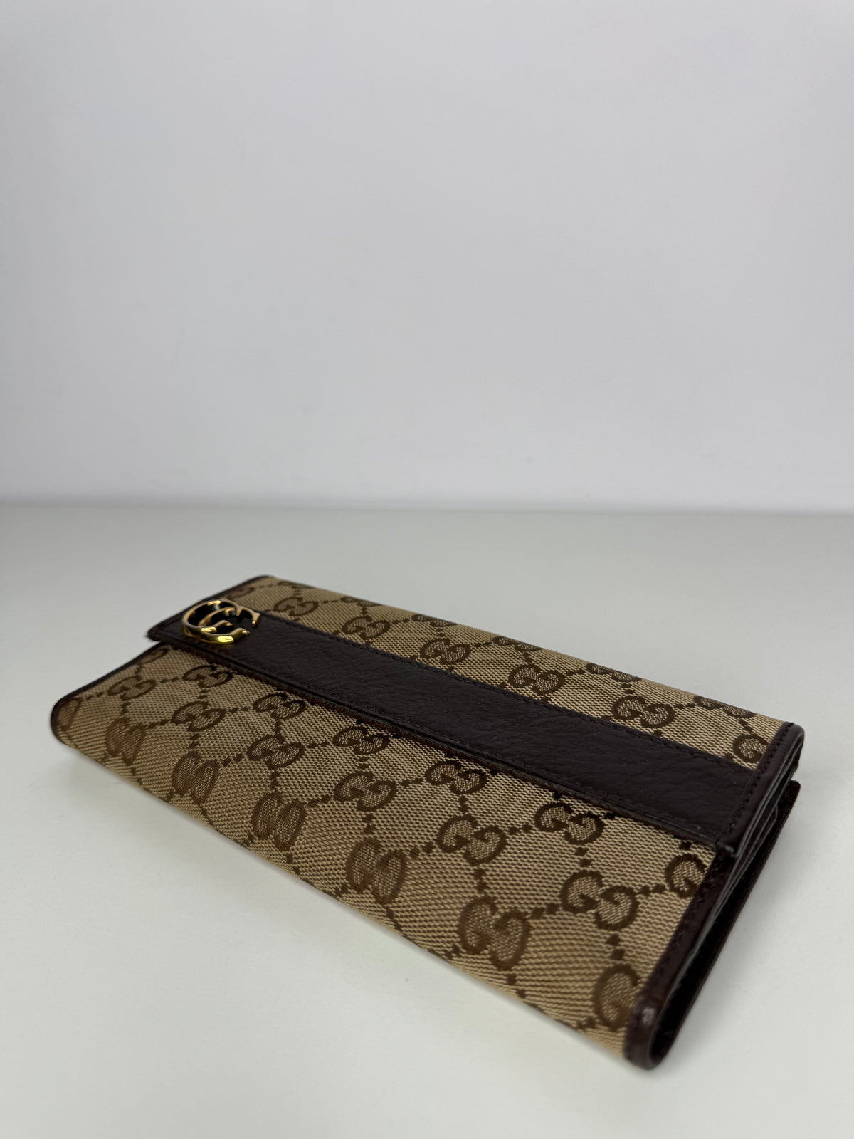 Gucci Brown/Beige GG Canvas and Leather Continental Wallet