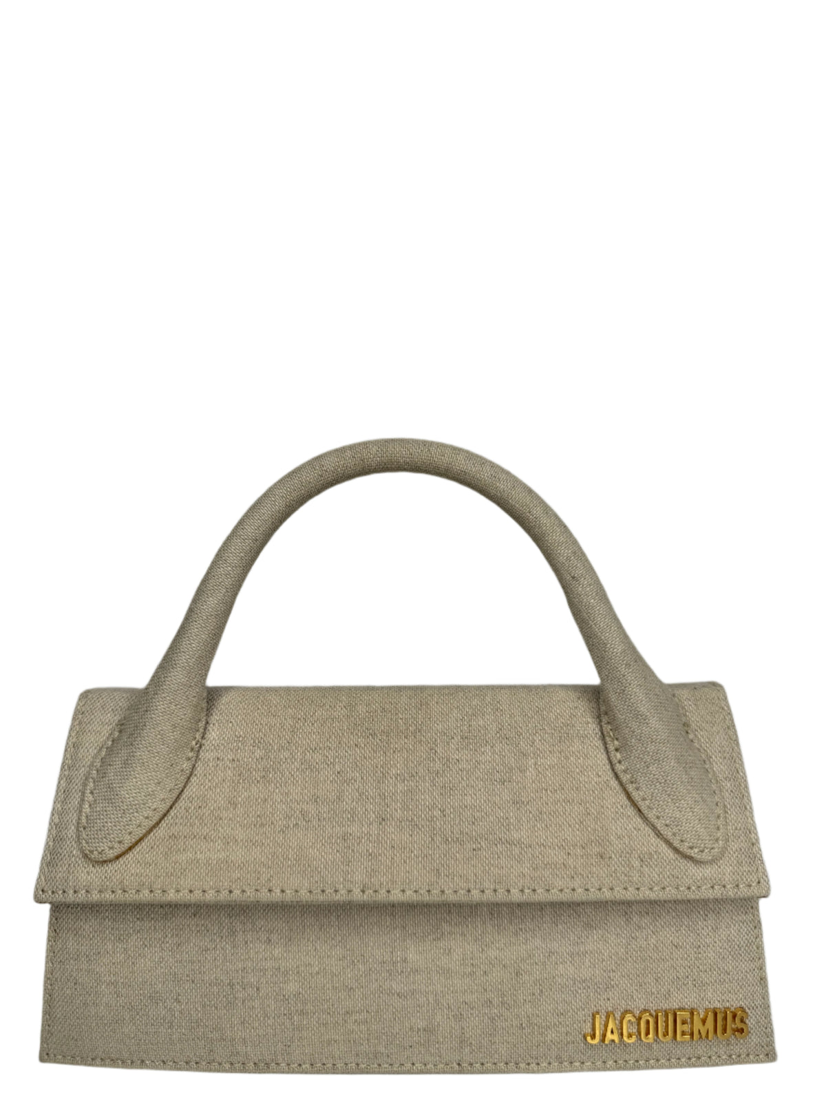 Jacquemus Le Chiquito Long in Beige Canvas Top Handle Bag