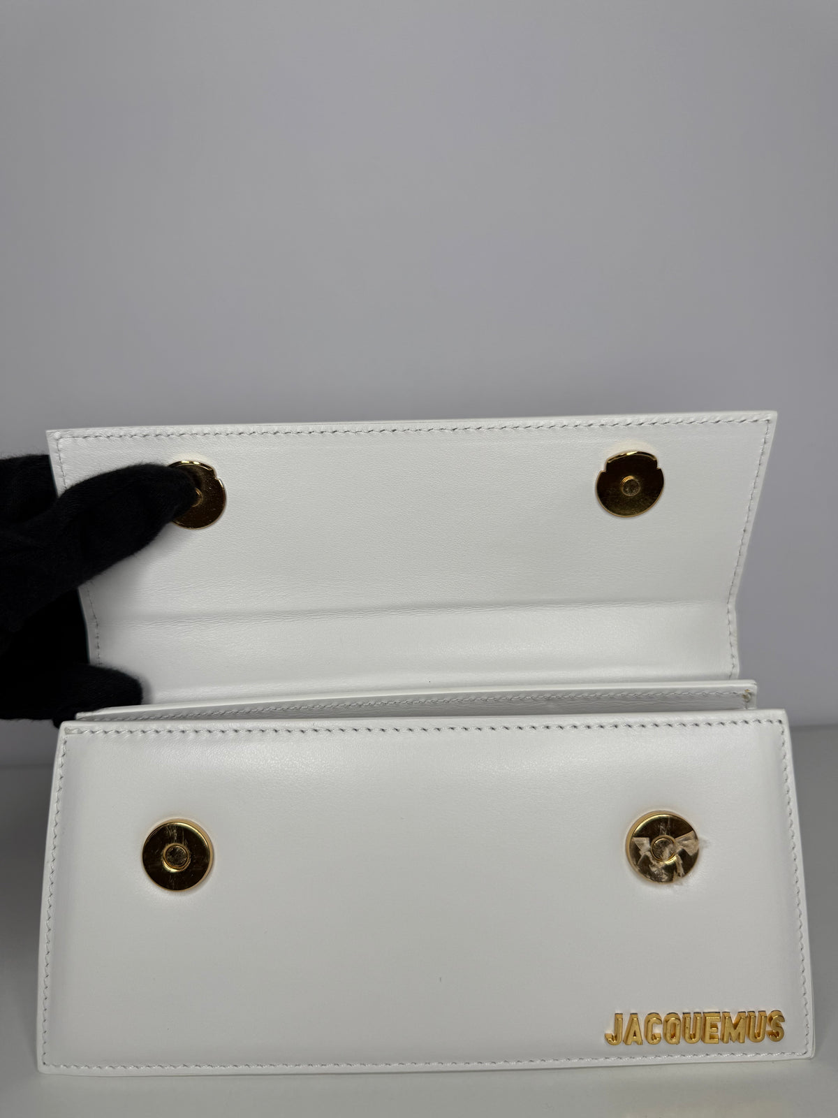 Jacquemus Le Chiquito Long White Smooth Leather Top Handle Bag