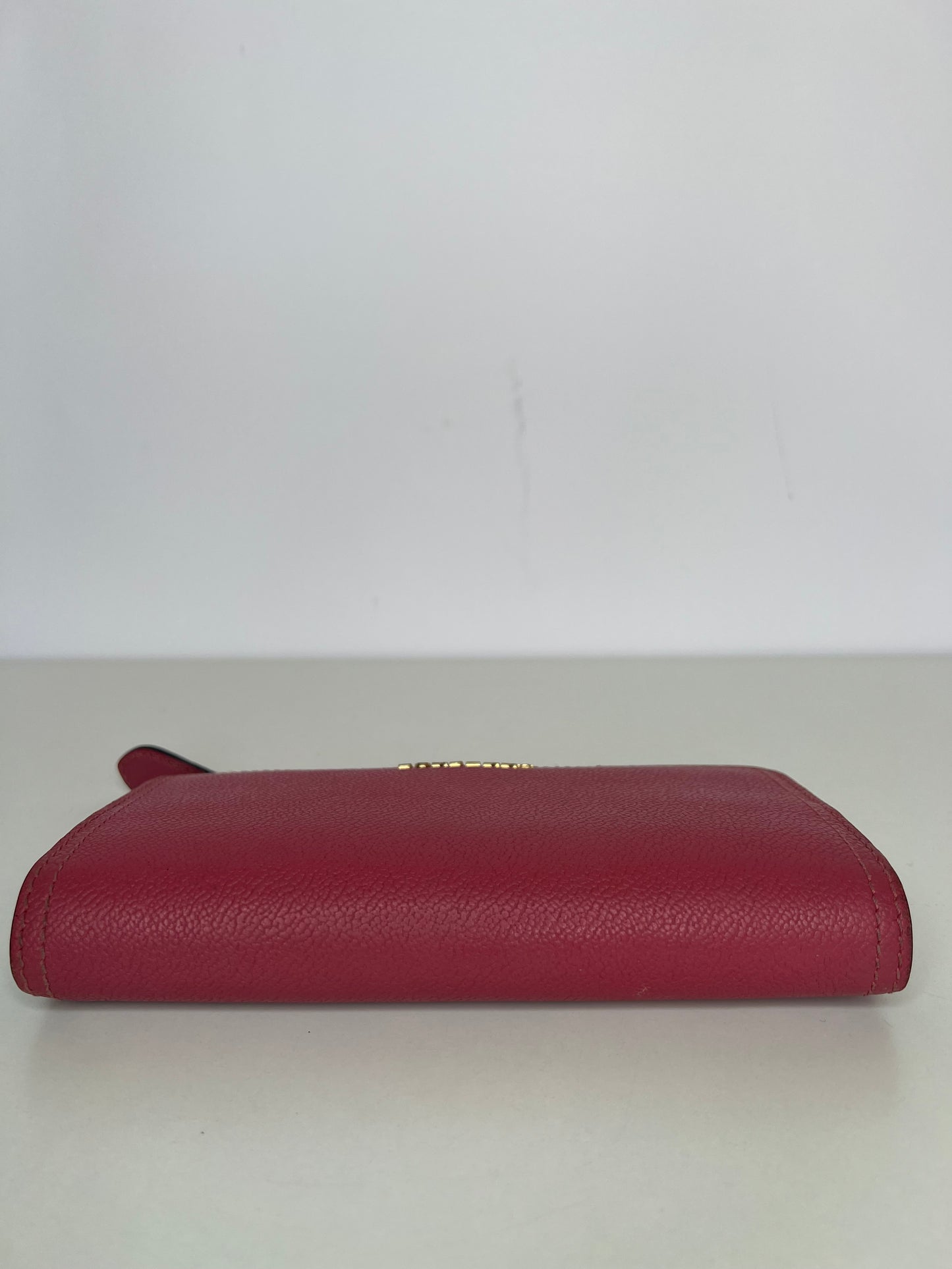 Burberry Magenta Calfskin Leather Continental Wallet