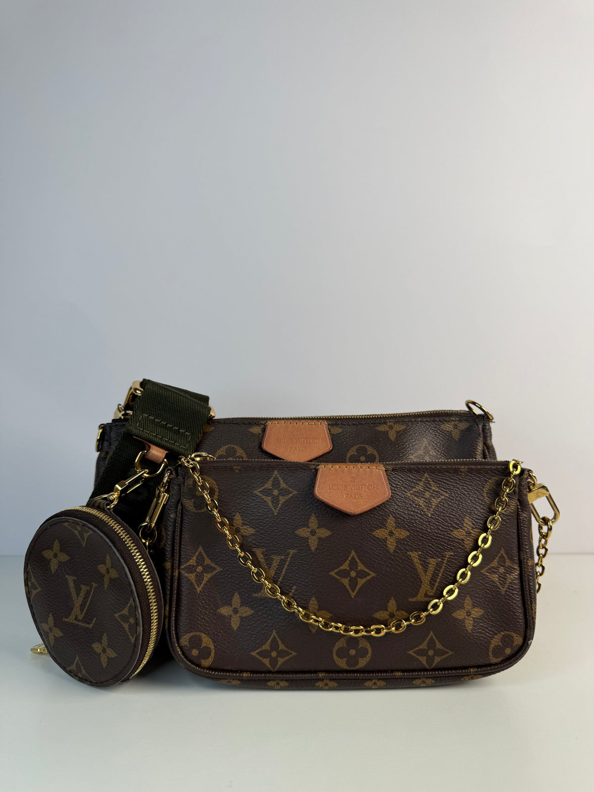Louis Vuitton Multi Pochette Accessoires Khaki Strap Monogram Canvas