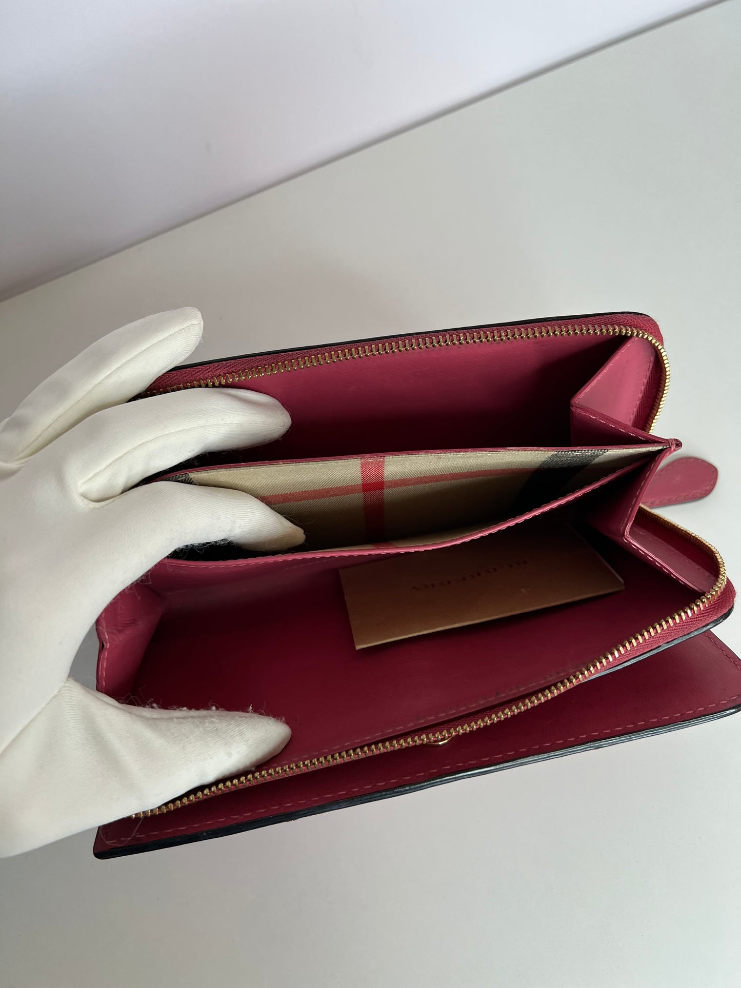 Burberry Magenta Calfskin Leather Continental Wallet