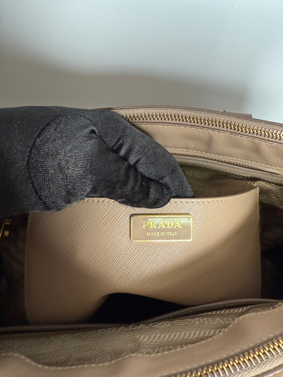 Prada Saffiano Large Galleria Double Zip Tote Beige