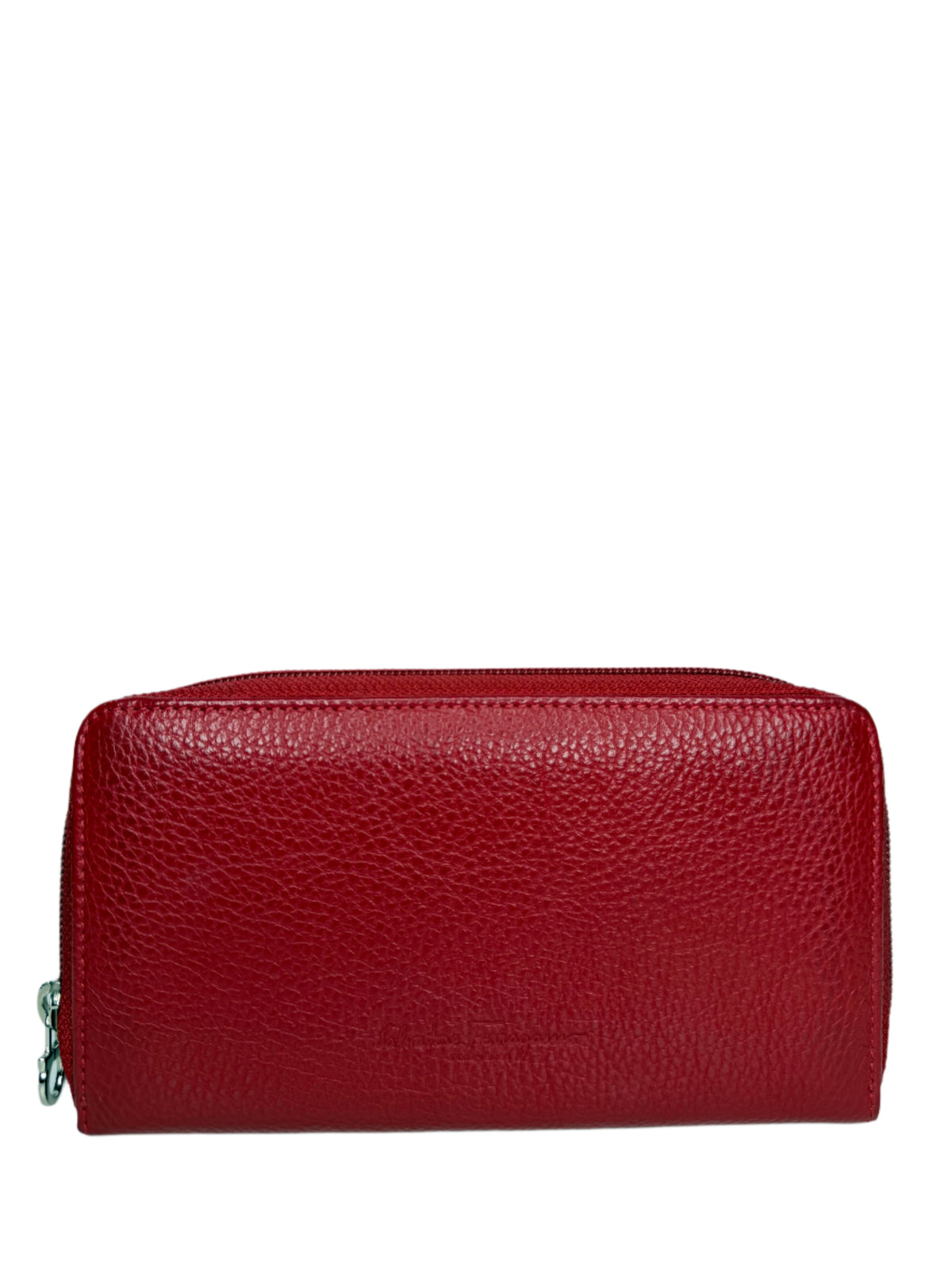 Salvatore Ferragamo Red Leather Zip Around Wallet