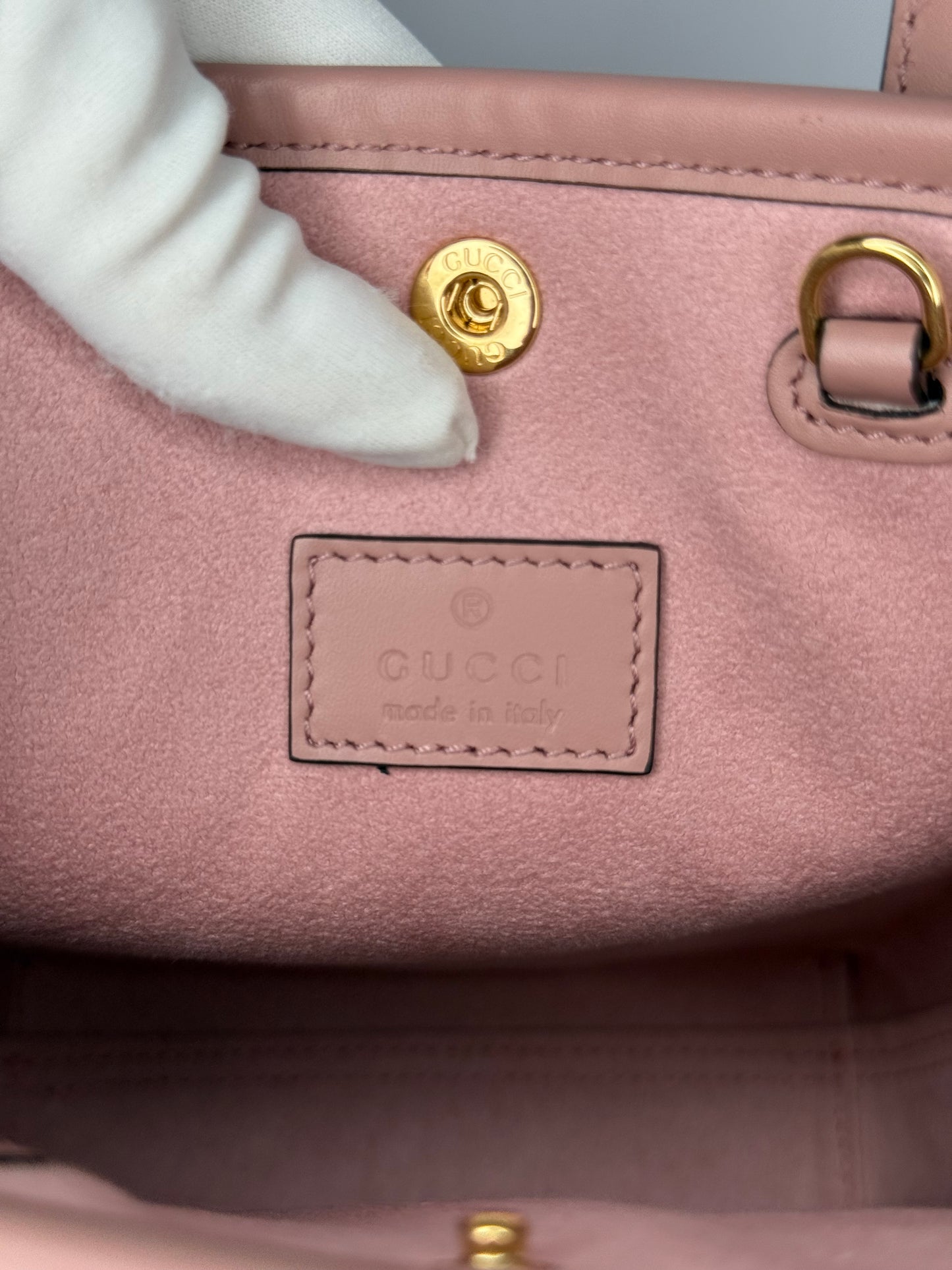 Gucci Pink Monogram Leather Retro Mini Tote Bag