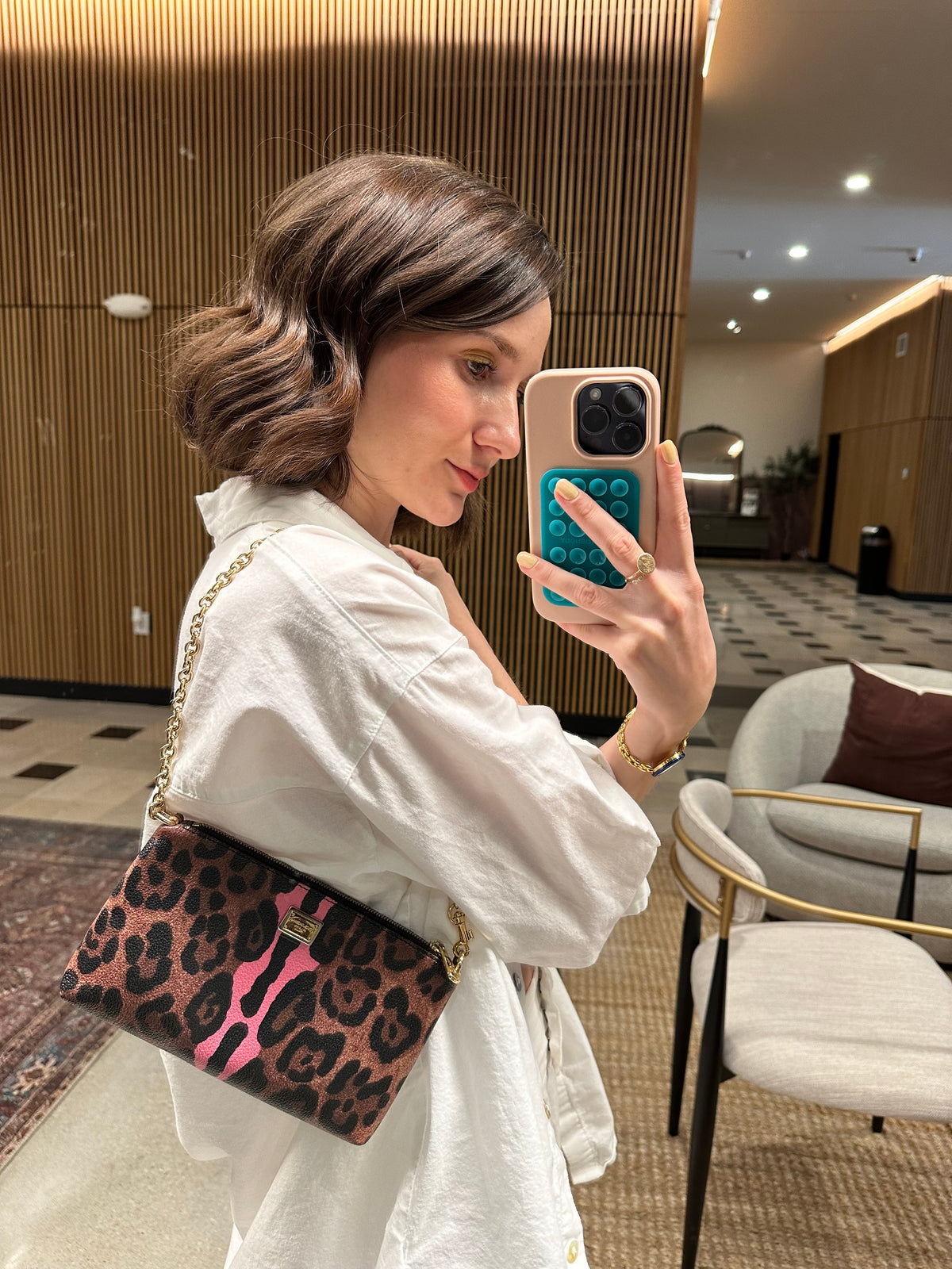Dolce Gabbana Leopard Coated Canvas Mini Pochette