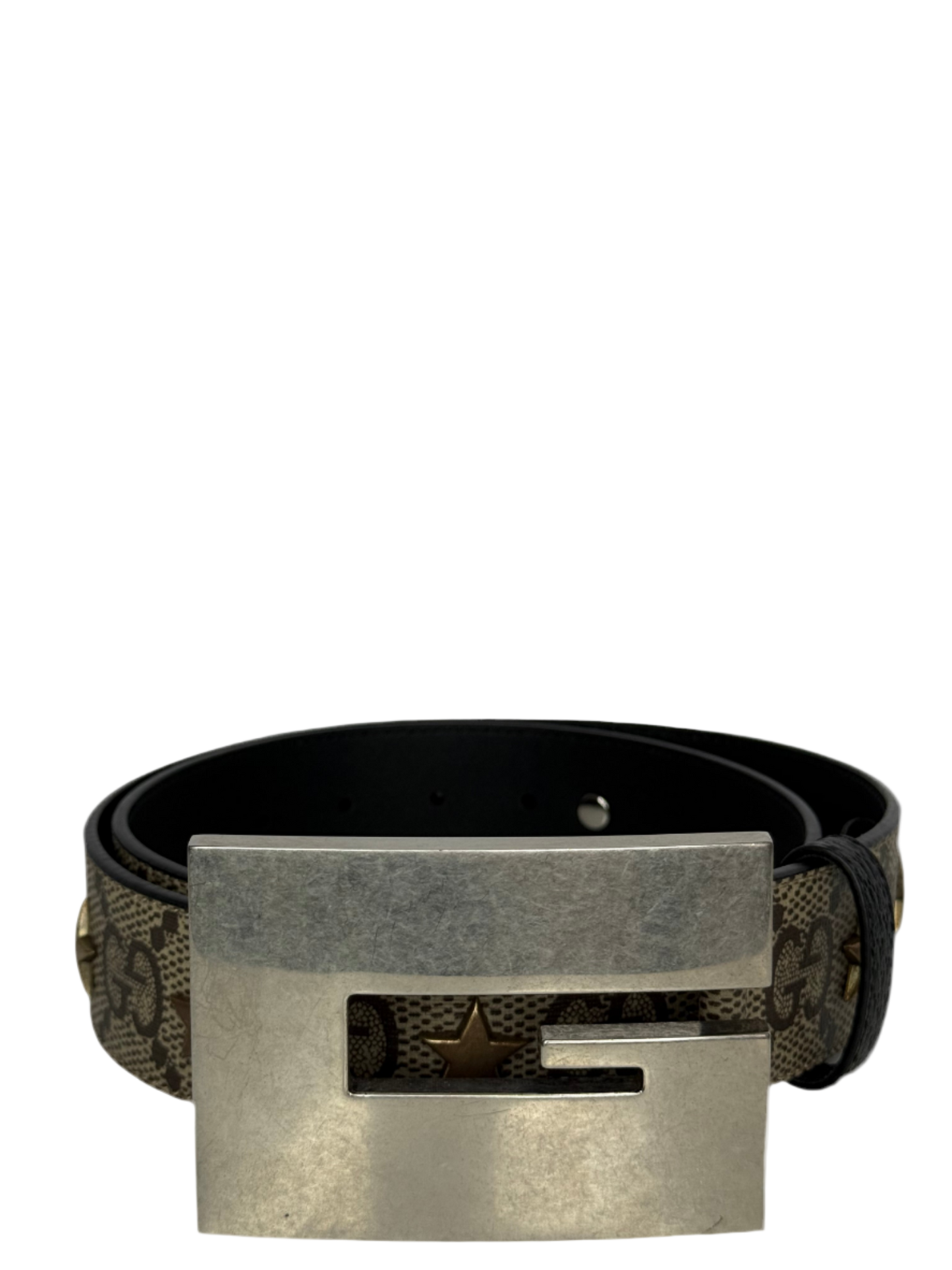 Gucci Star Wide Belt With Square G In Beige