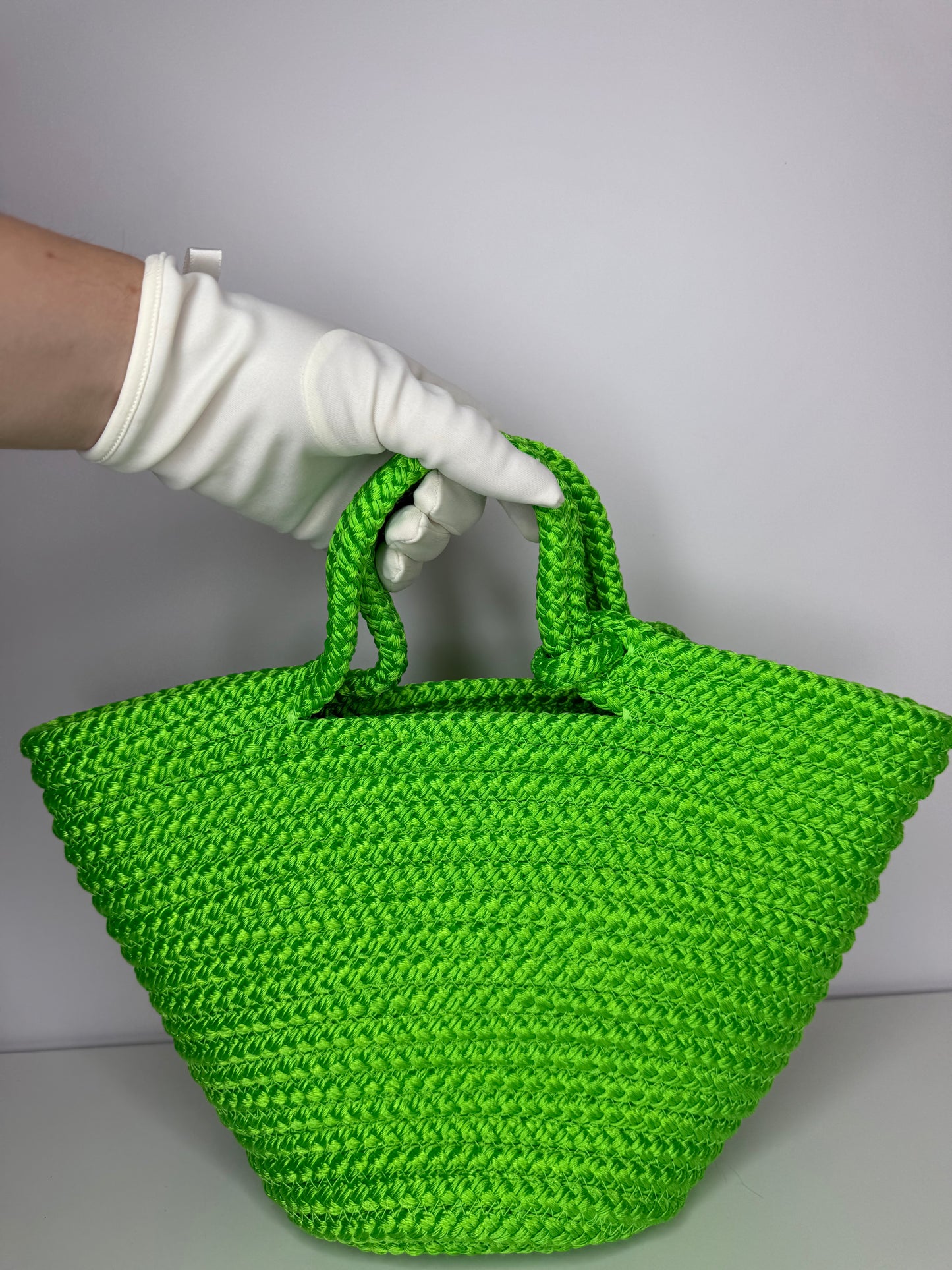 Balenciaga Small Ibiza Woven Nylon Basket Bag Green
