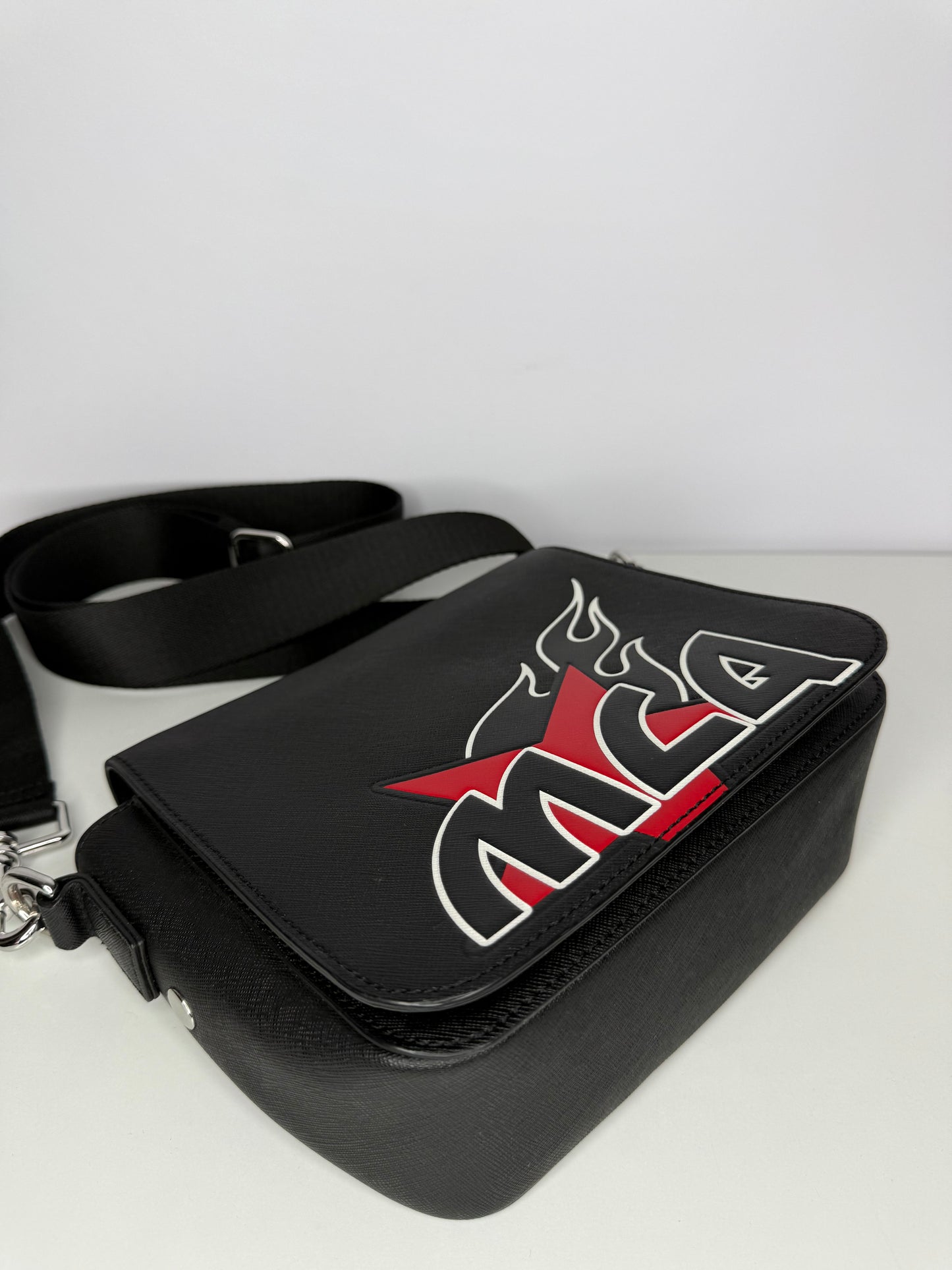 Alexander McQueen Black Leather Motel Crossbody Bag