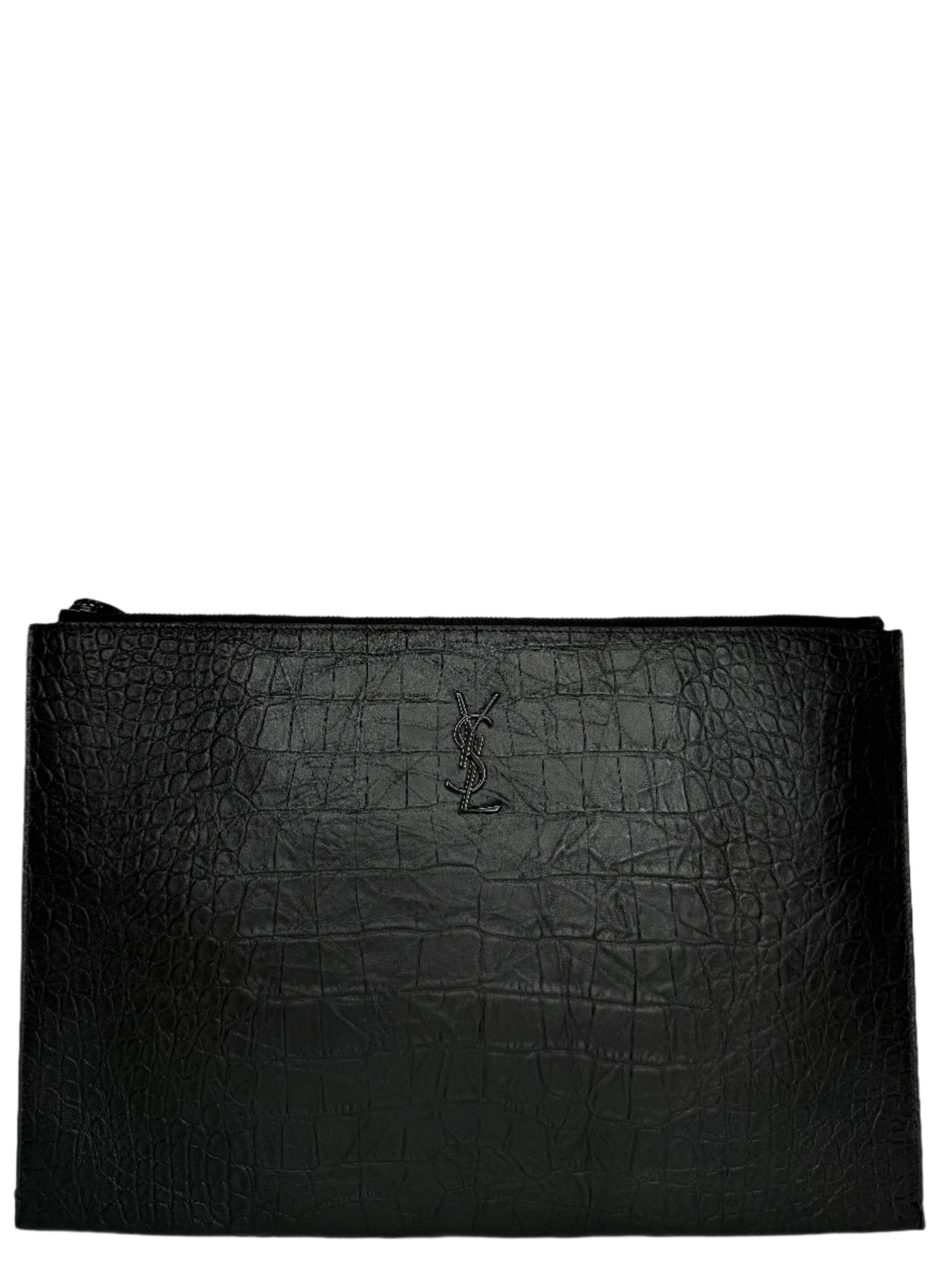 Saint Laurent Calfskin Crocodile Embossed Monogram iPad Case