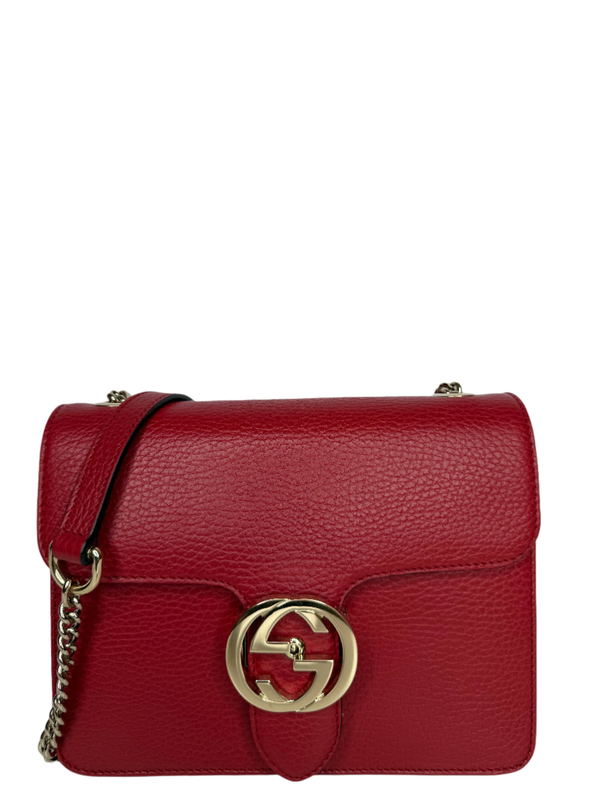 Gucci Red Dollar Calfskin Small Interlocking G Shoulder Bag