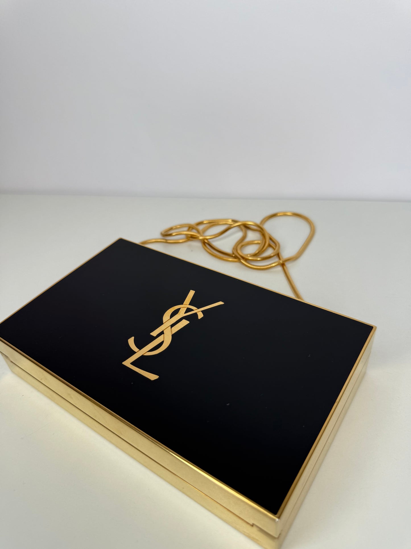 Yves Saint Laurent Plexiglass Minaudiere Tuxedo Box Clutch Black