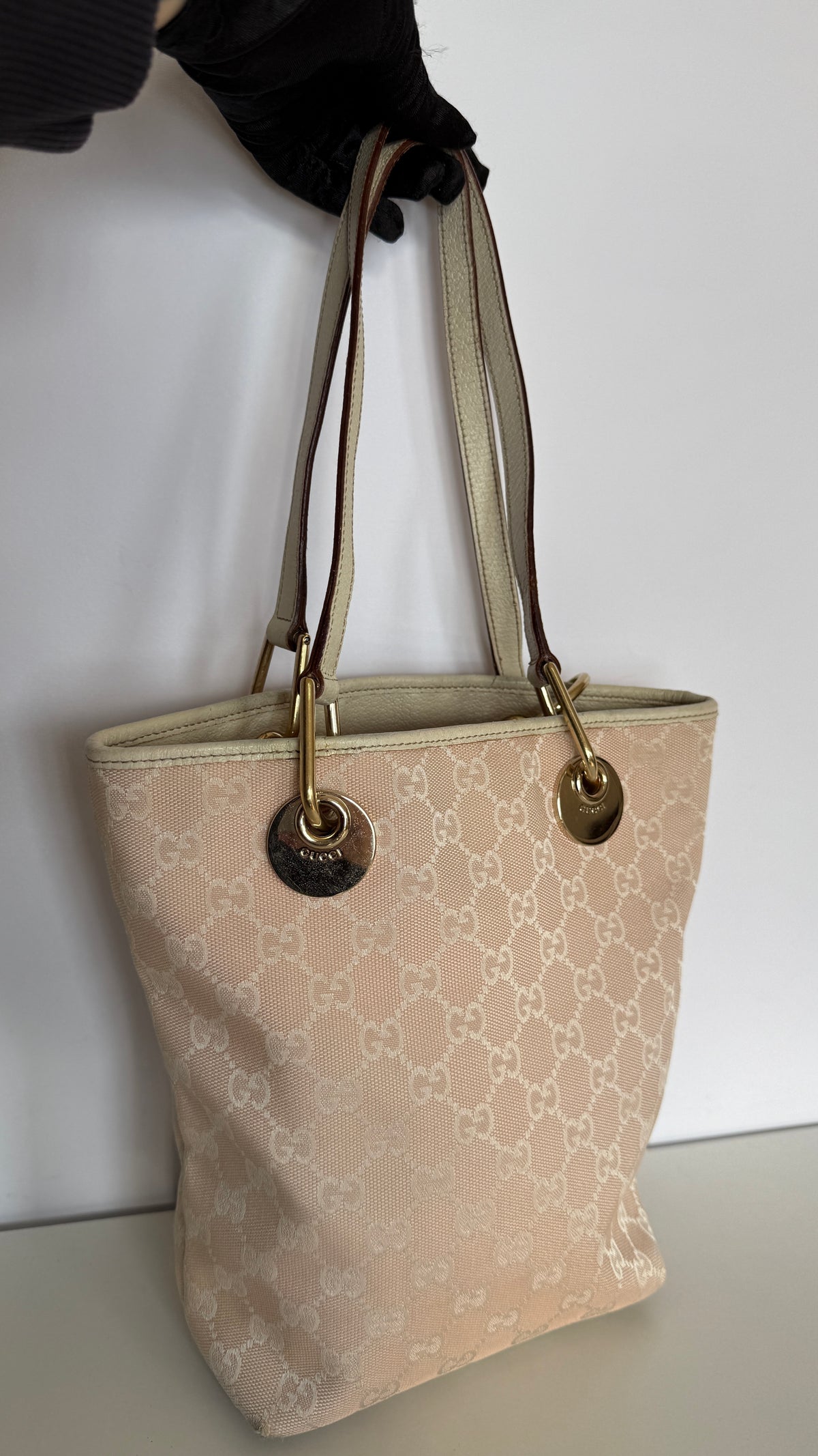 Gucci Light Pink GG Canvas Small Eclipse Tote