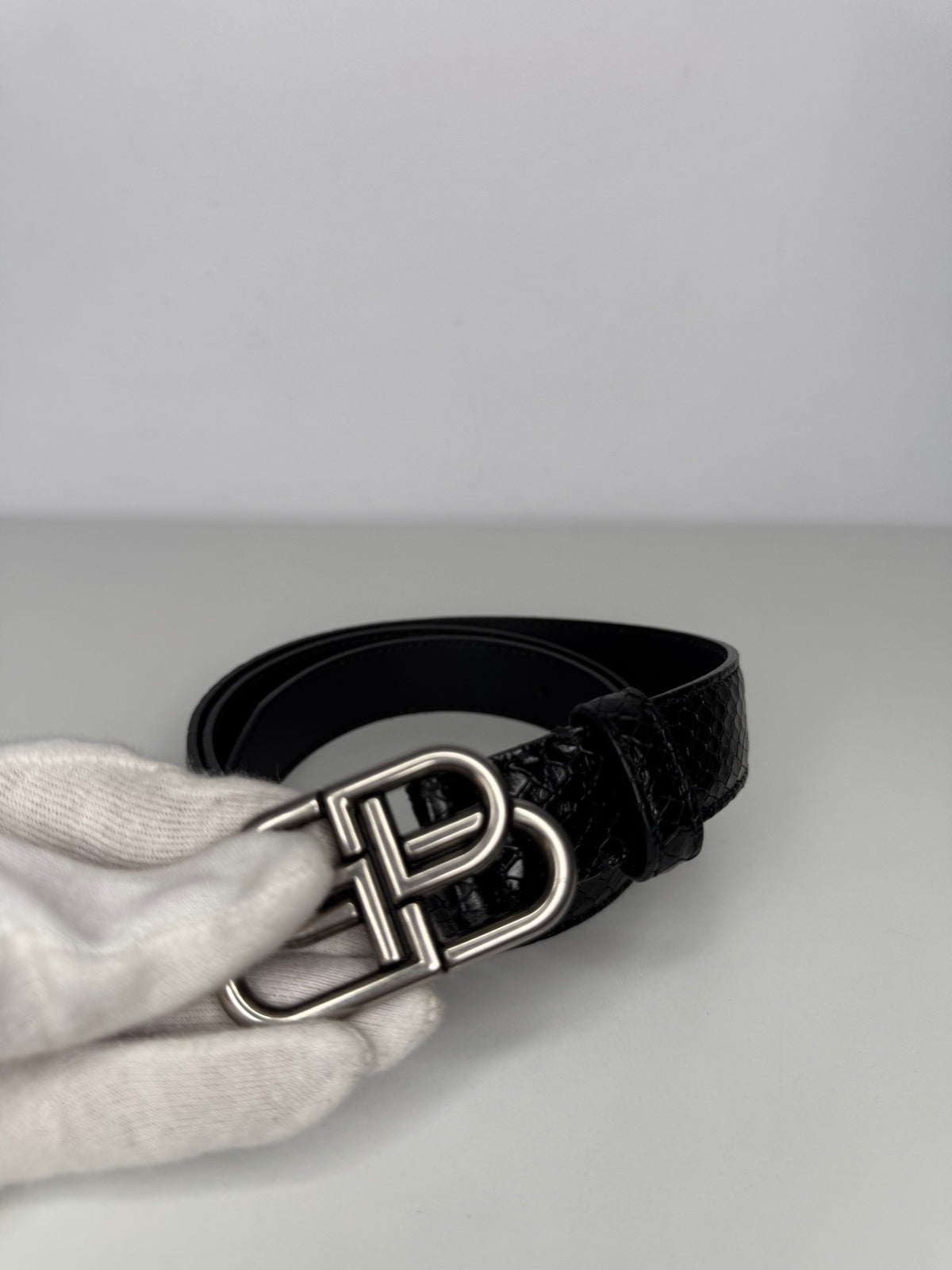 Balenciaga BB Belt Python Embossed Leather 85 cm