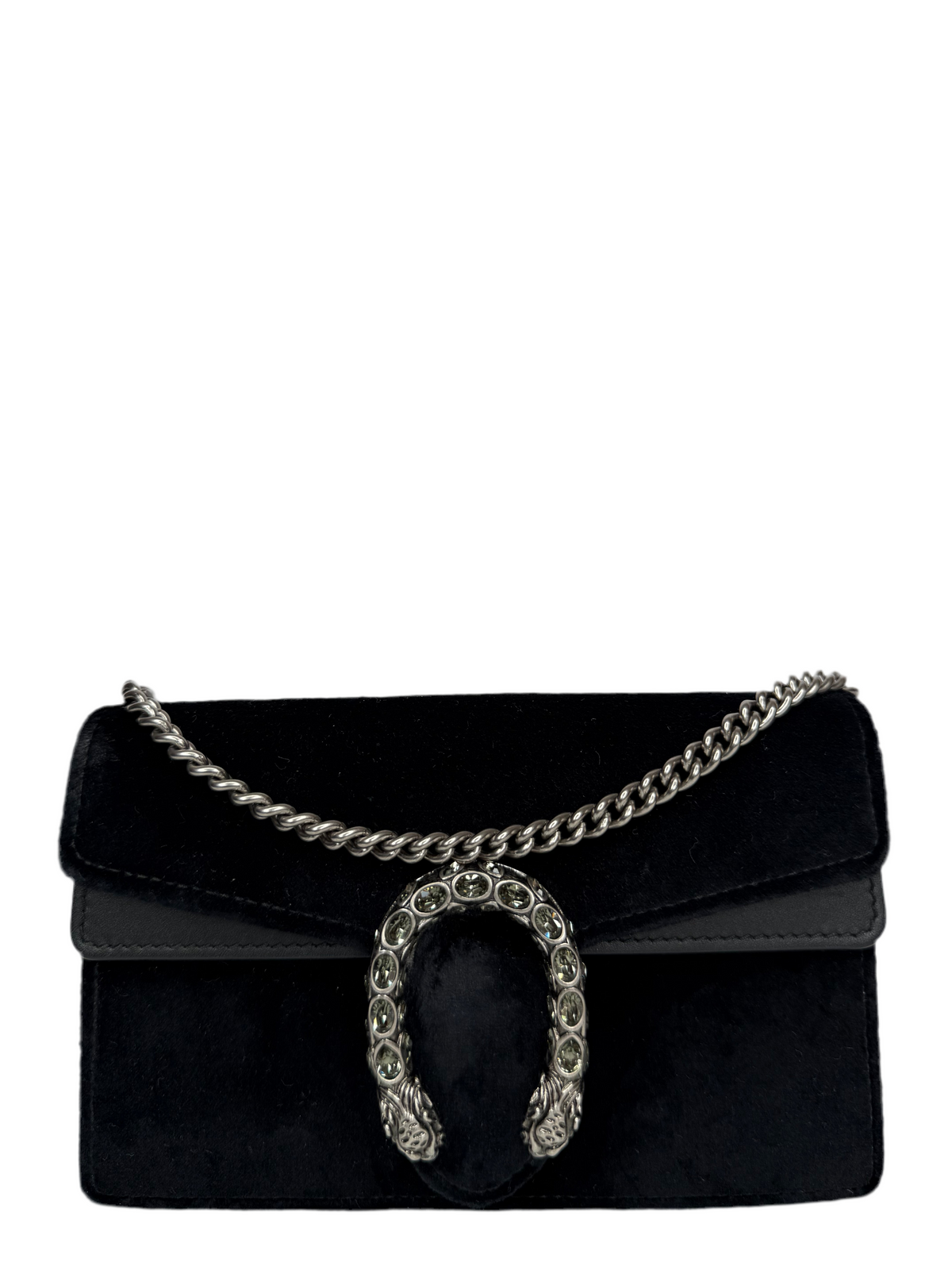 Gucci Black Velvet and Leather Super Mini Dionysus Crossbody Bag