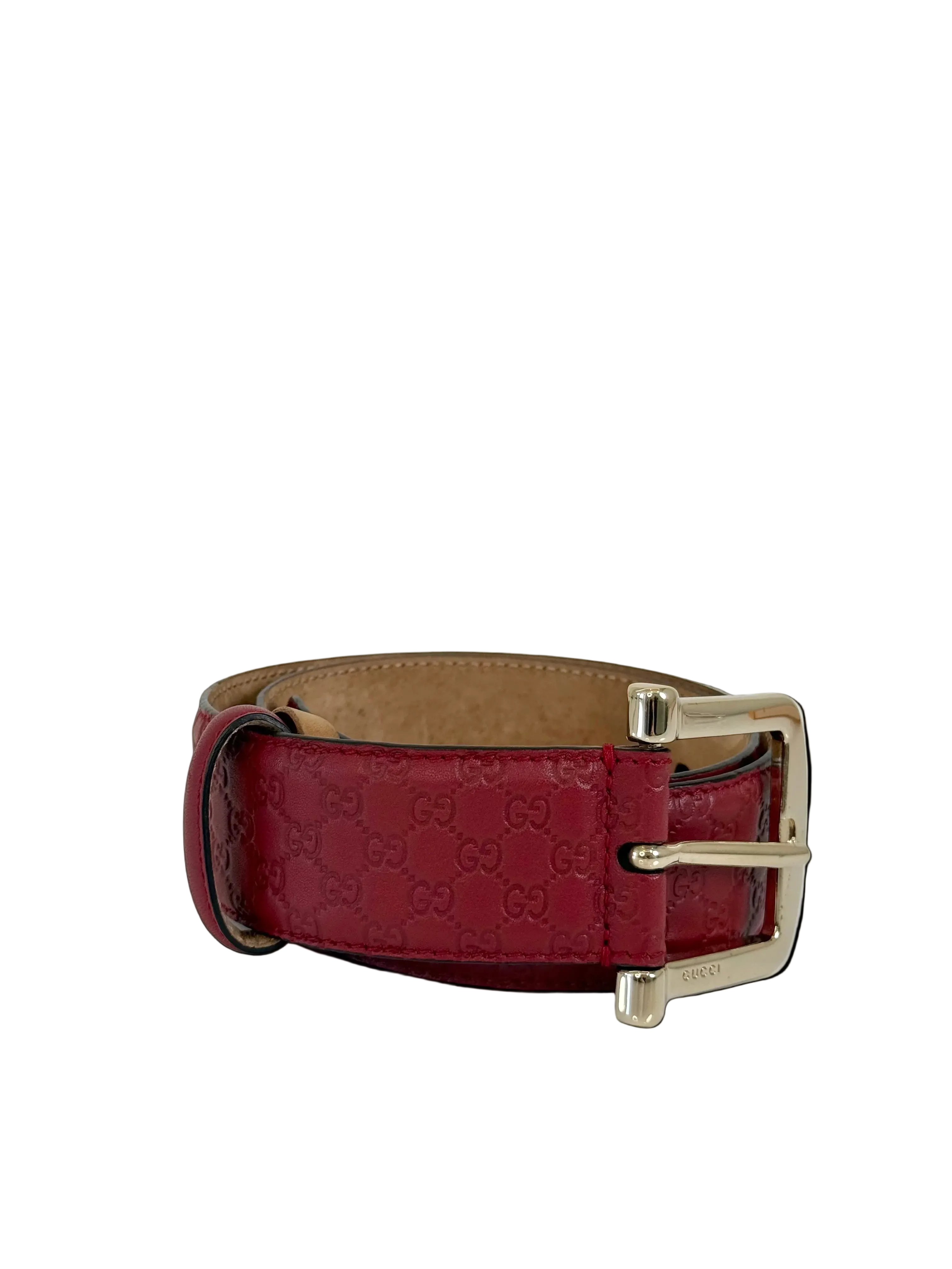 Gucci Red MicroGuccissima Leather Belt