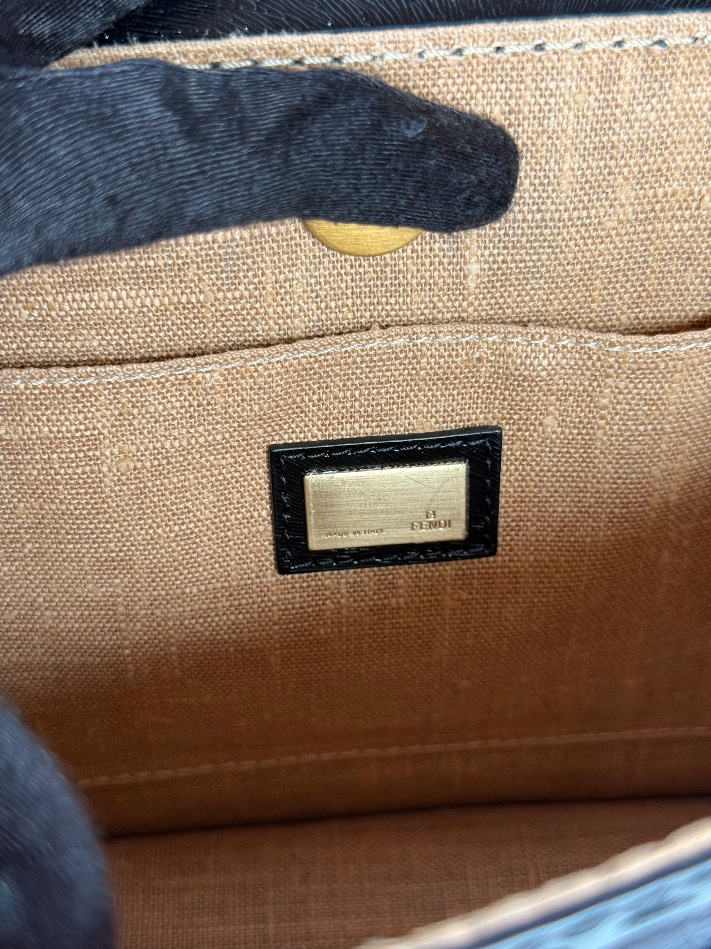 Fendi Glazed Calfskin Secret Code Crossbody Black