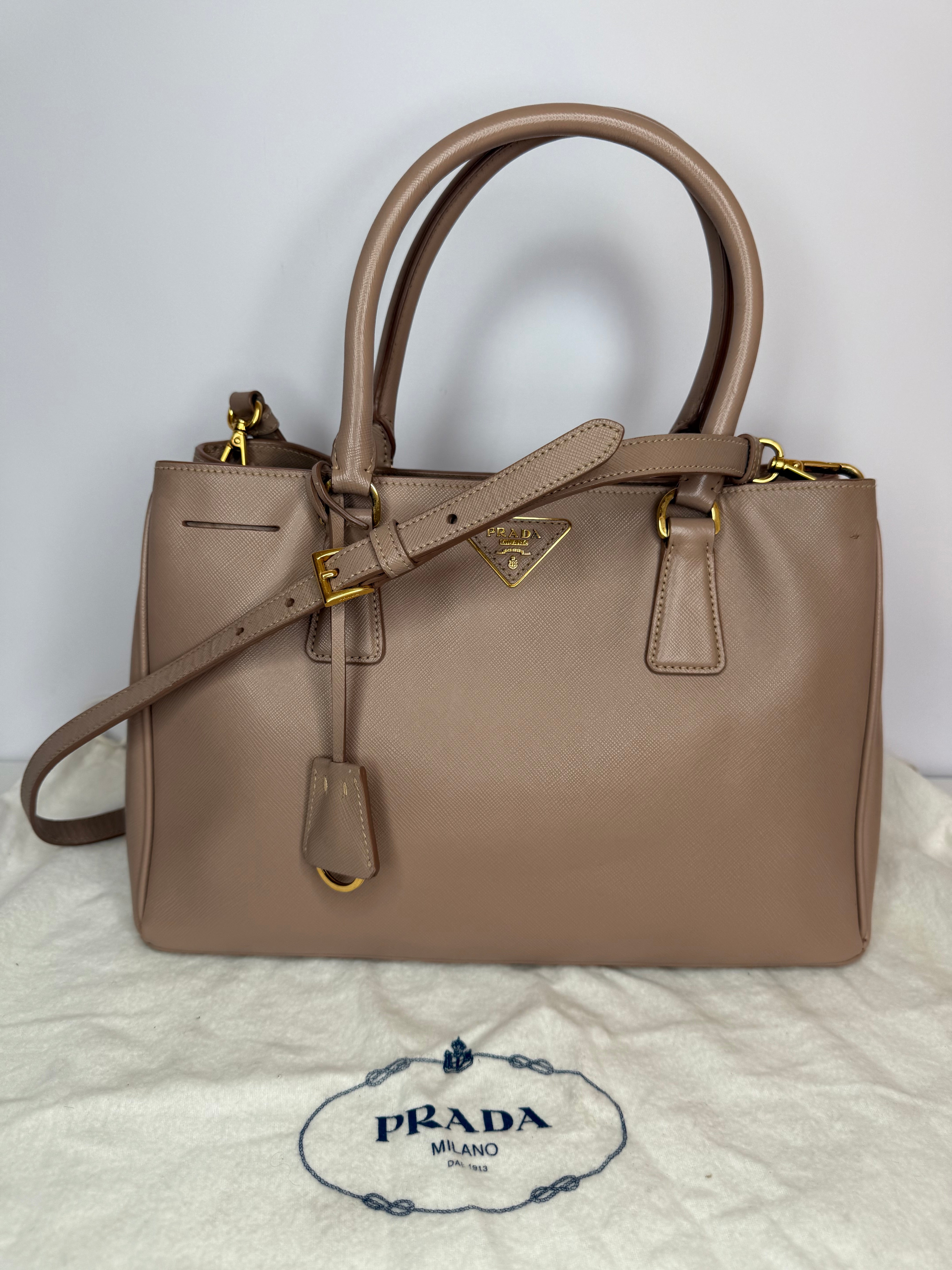Prada Beige Saffiano Medium Galleria Leather Tote Bag