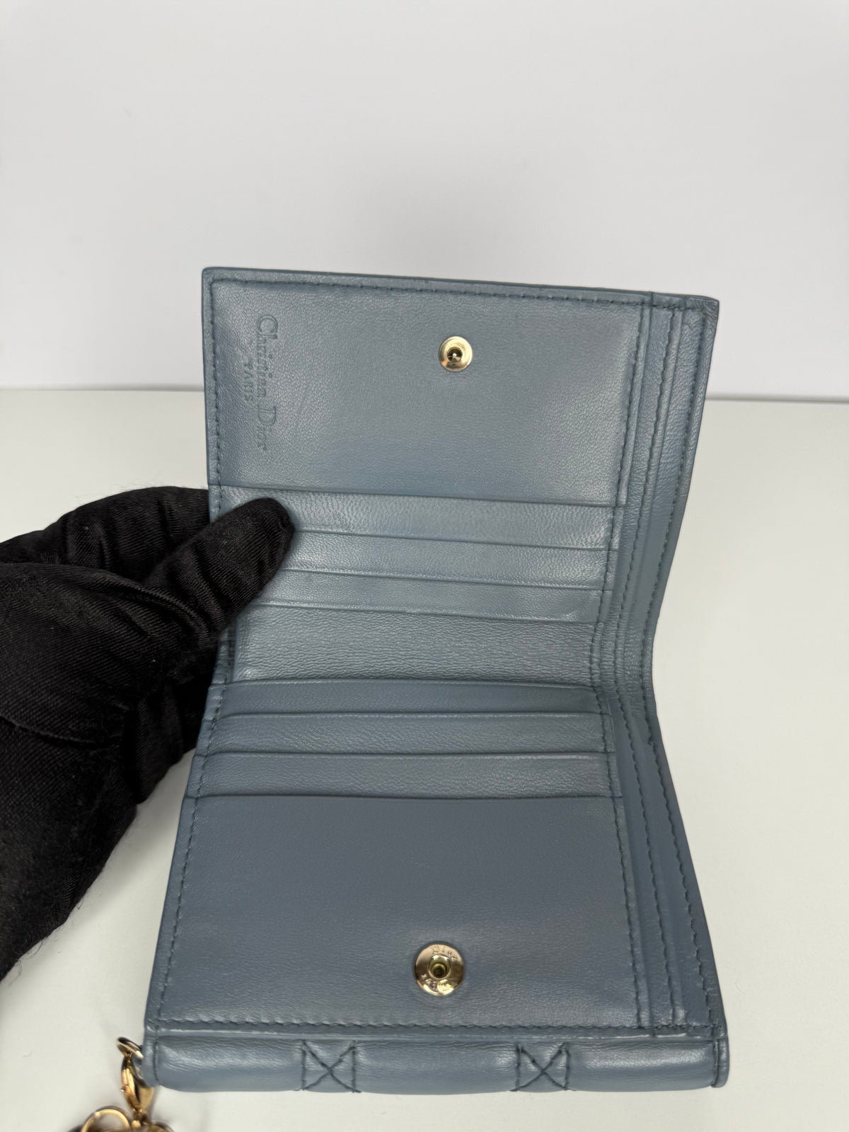 Christian Dior Lady Dior Lotus Wallet Deep Blue Cannage Lambskin