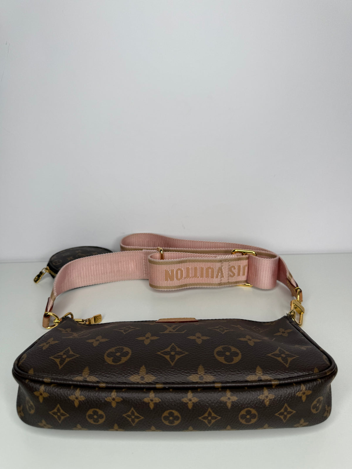 Louis Vuitton Multi Pochette Accessoires Rose Clair Strap Monogram Canvas