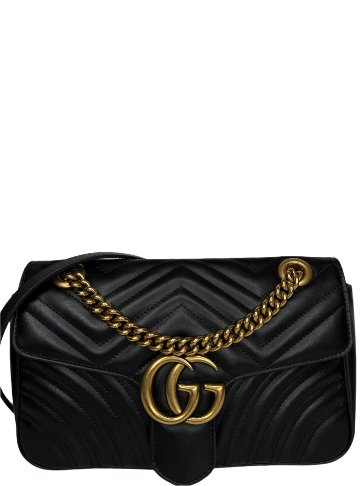 Gucci GG Marmont Black Calfskin Matelasse Medium Shoulder Bag