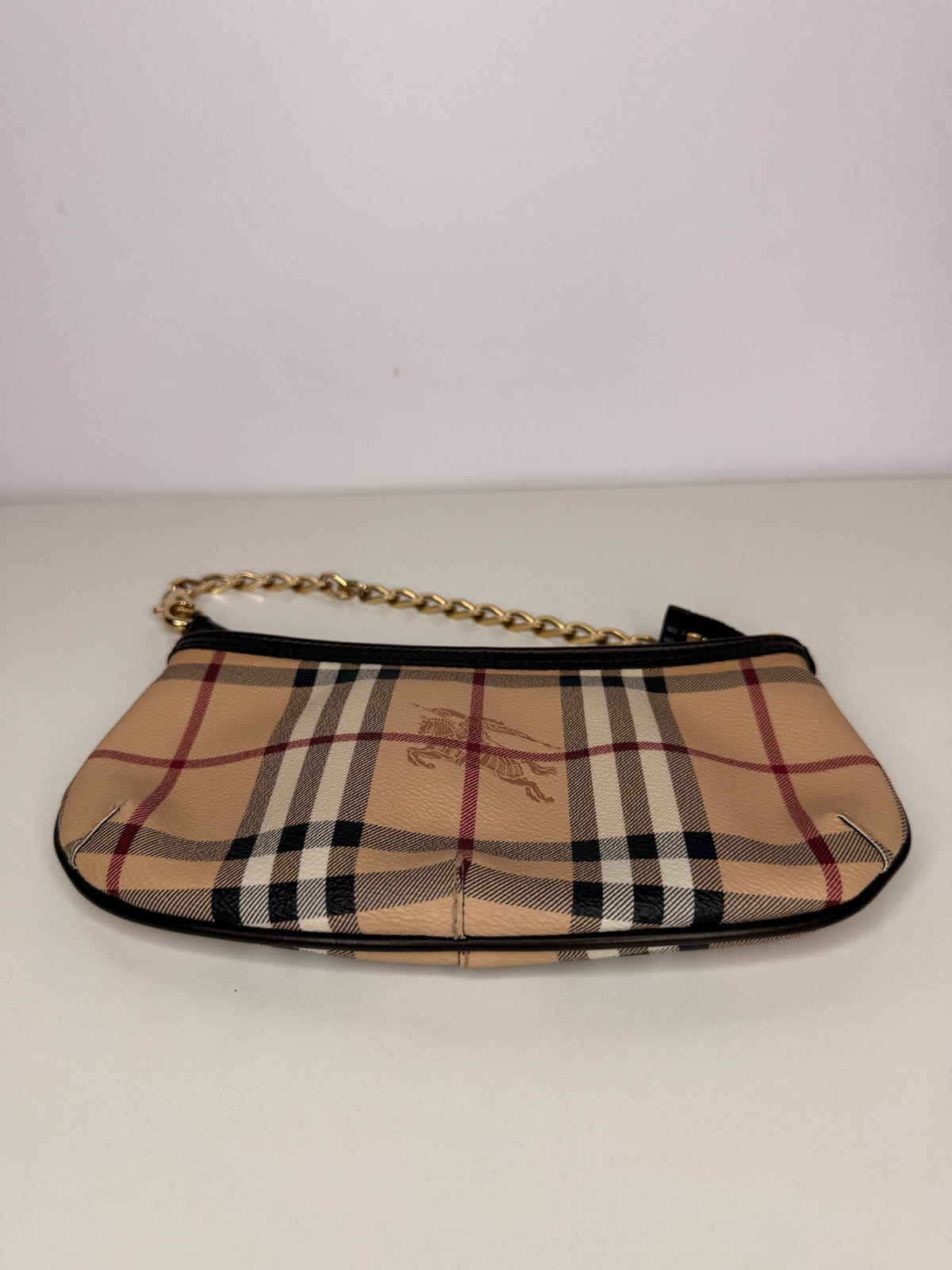 Burberry Anabel Pochette Chocolate Haymarket Check Coated Canvas