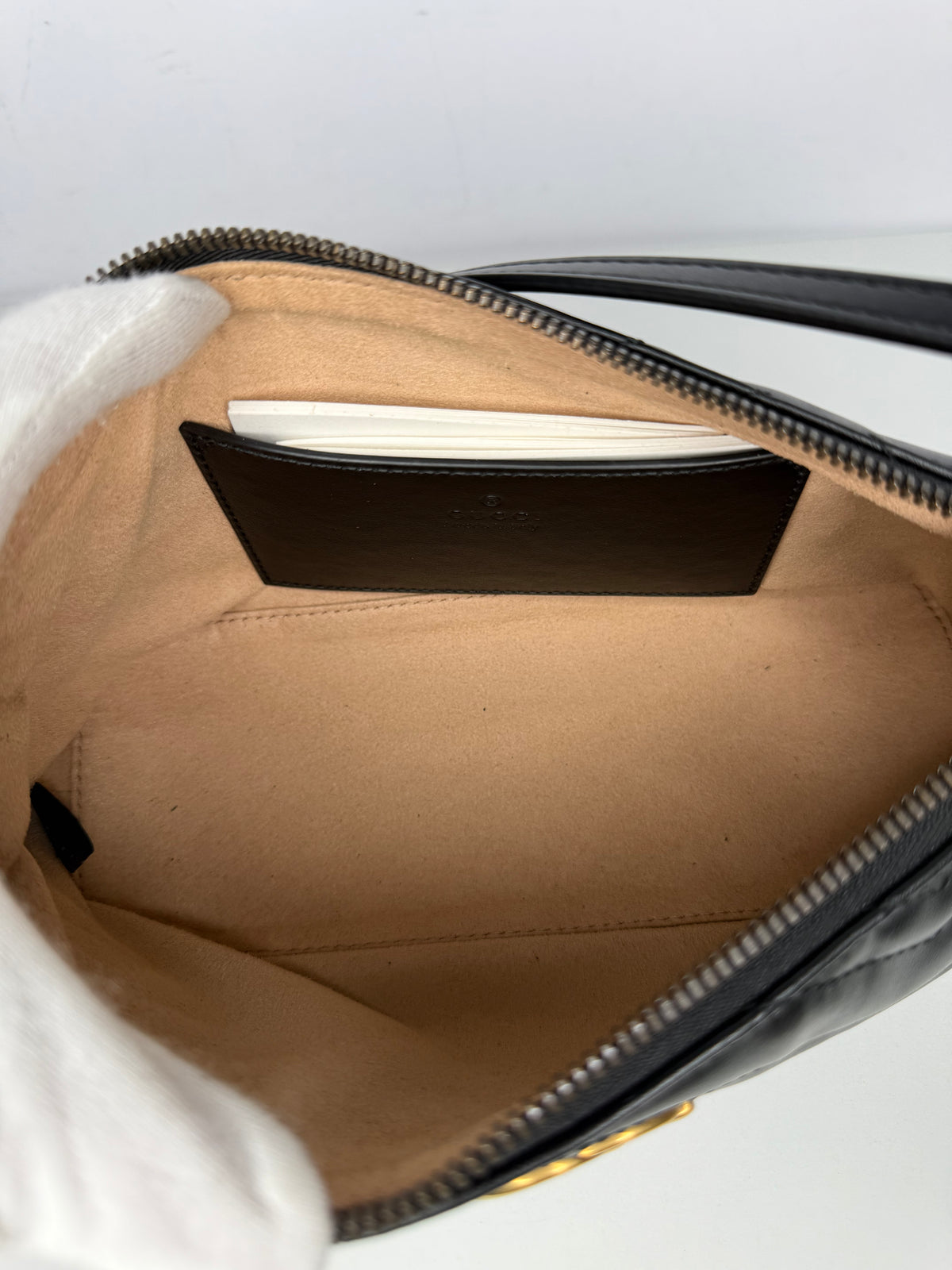 Gucci GG Marmont Black Matelassé Leather Pochette
