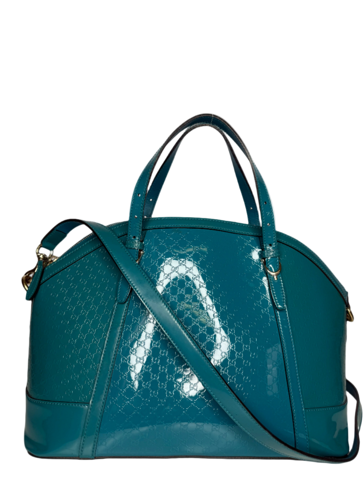 Gucci Patent Microguccissima Medium Nice Top Handle Dome Bag Deep Cobalt
