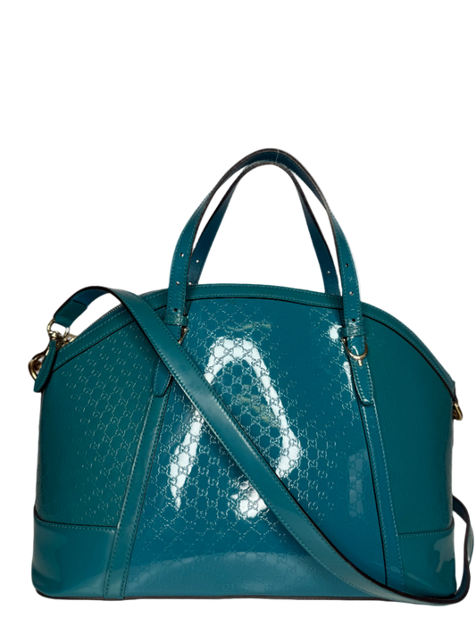 Gucci Patent Microguccissima Medium Nice Top Handle Dome Bag Deep Cobalt