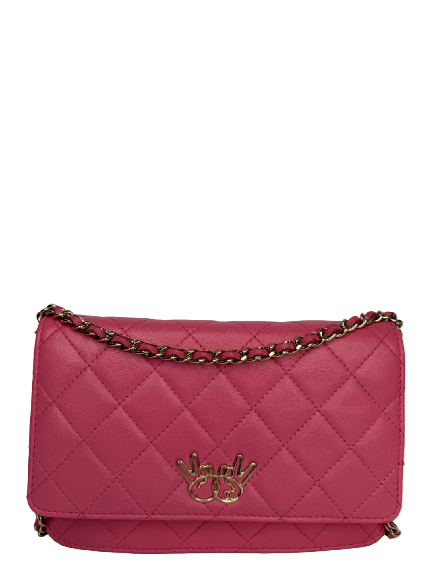 Chanel Pink Quilted Lambskin Emoticon Wallet on Chain
