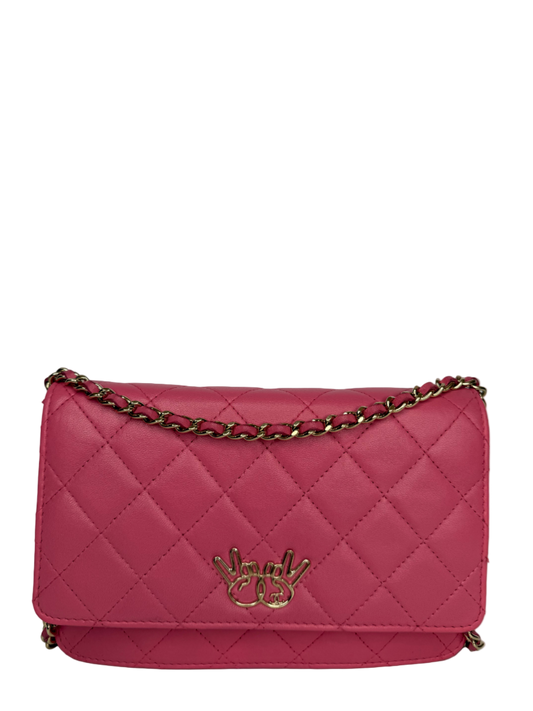 Chanel Pink Quilted Lambskin Emoticon Wallet on Chain