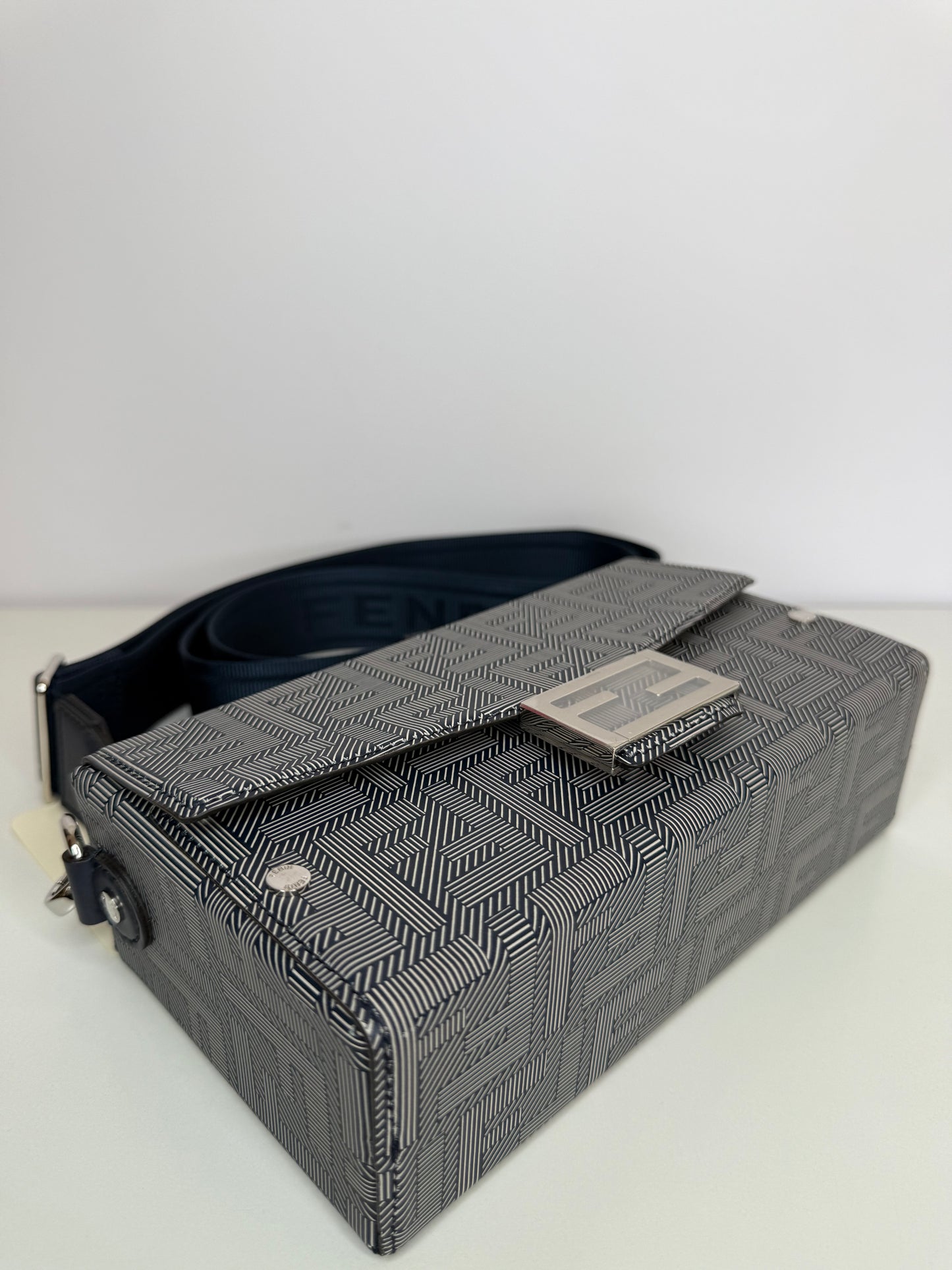 Fendi Baguette Soft Trunk Messenger Bag Blue