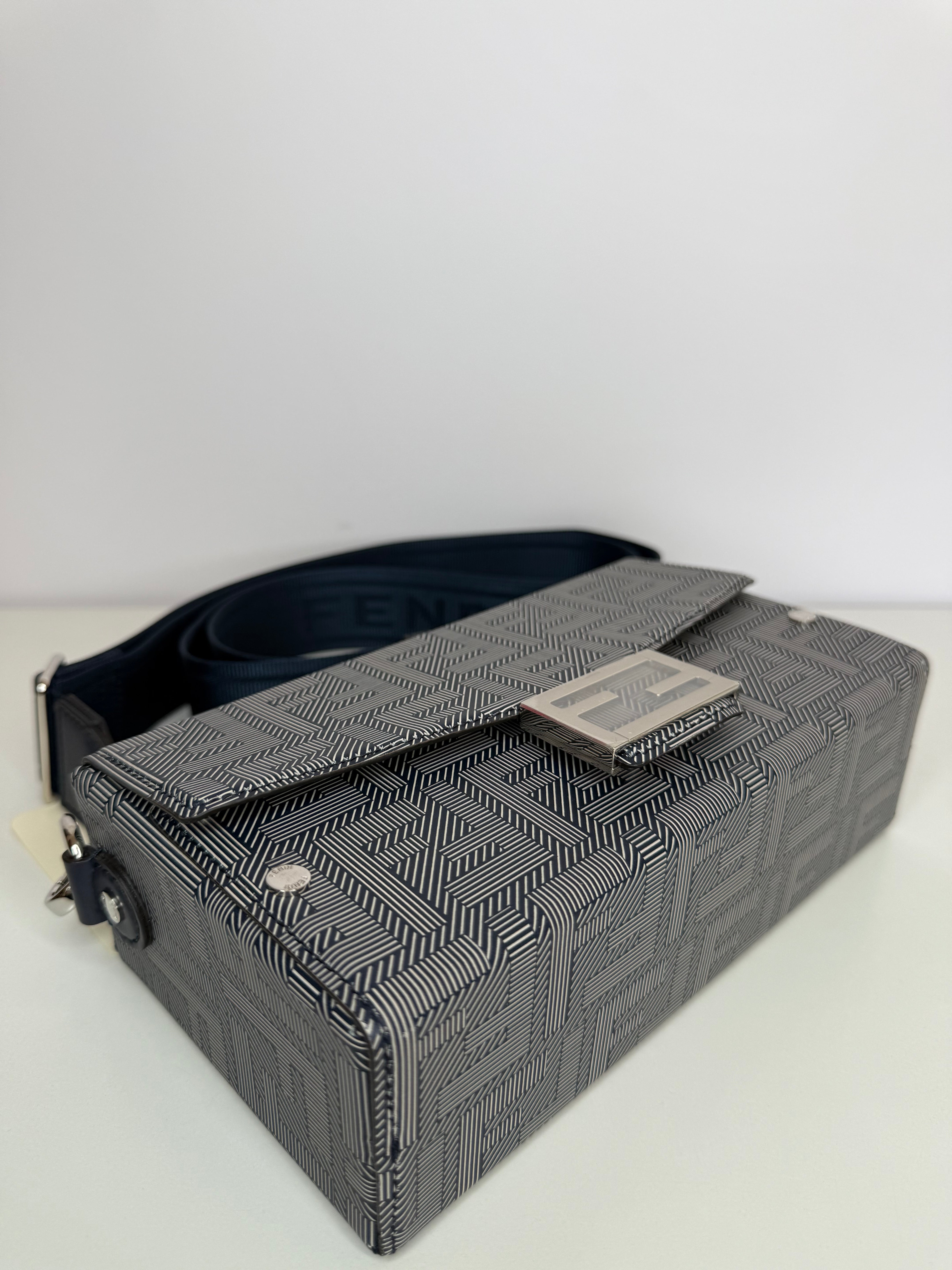 Fendi Baguette Soft Trunk Messenger Bag Blue