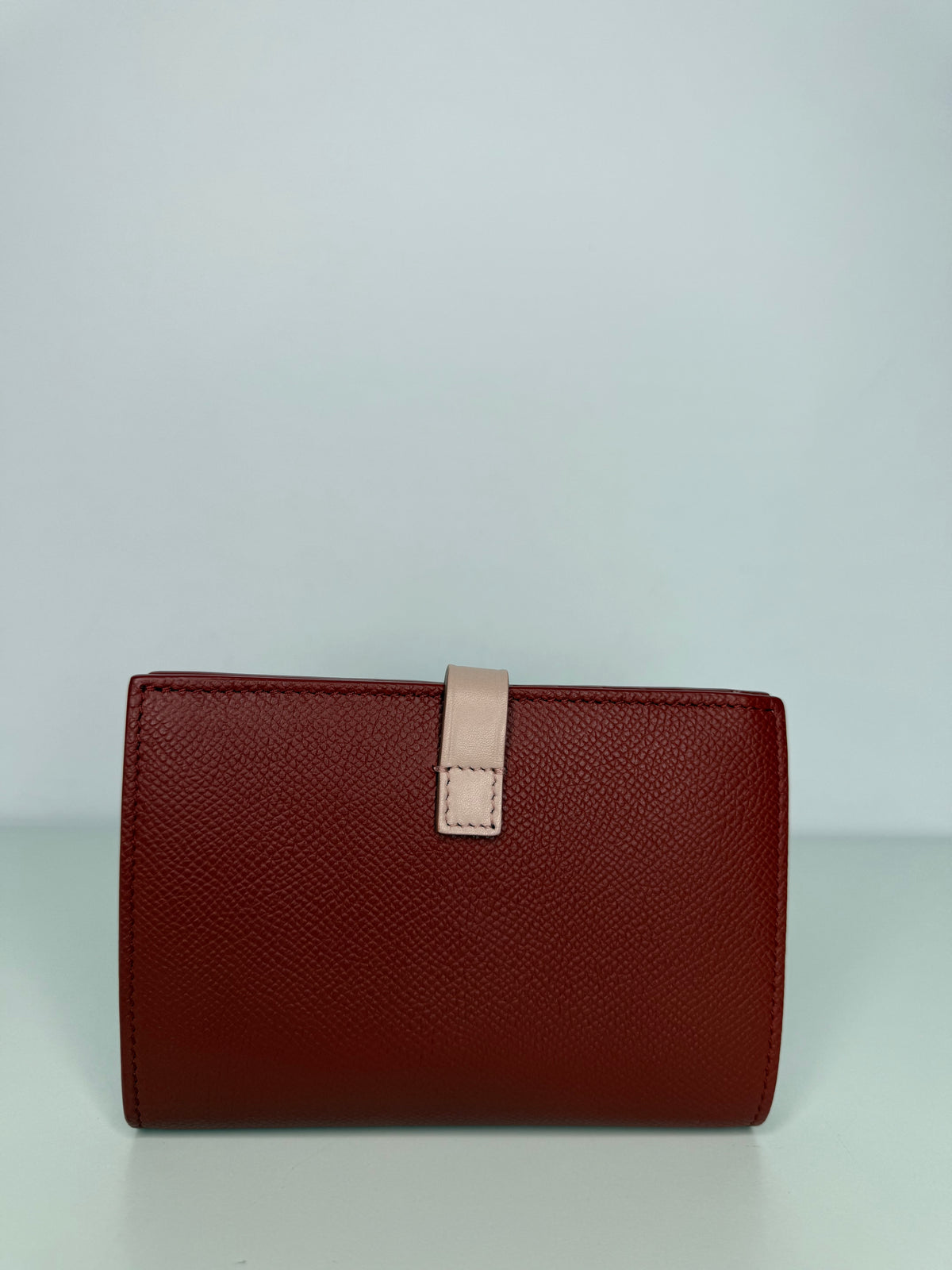 Celine Red/Light Pink Grained Leather Multifunction Strap Wallet