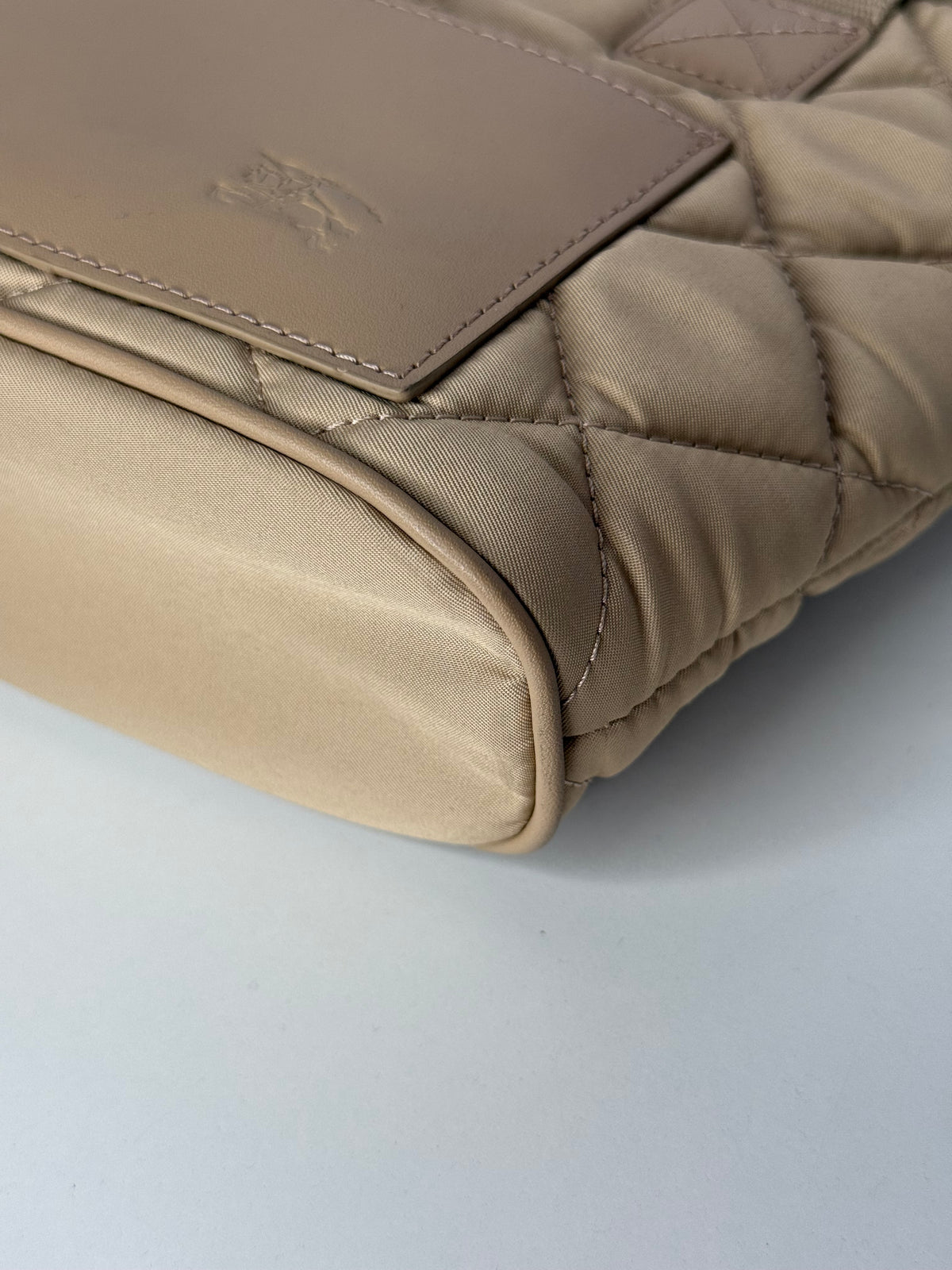Burberry Mini Cabas Beige Quilted Canvas Tote