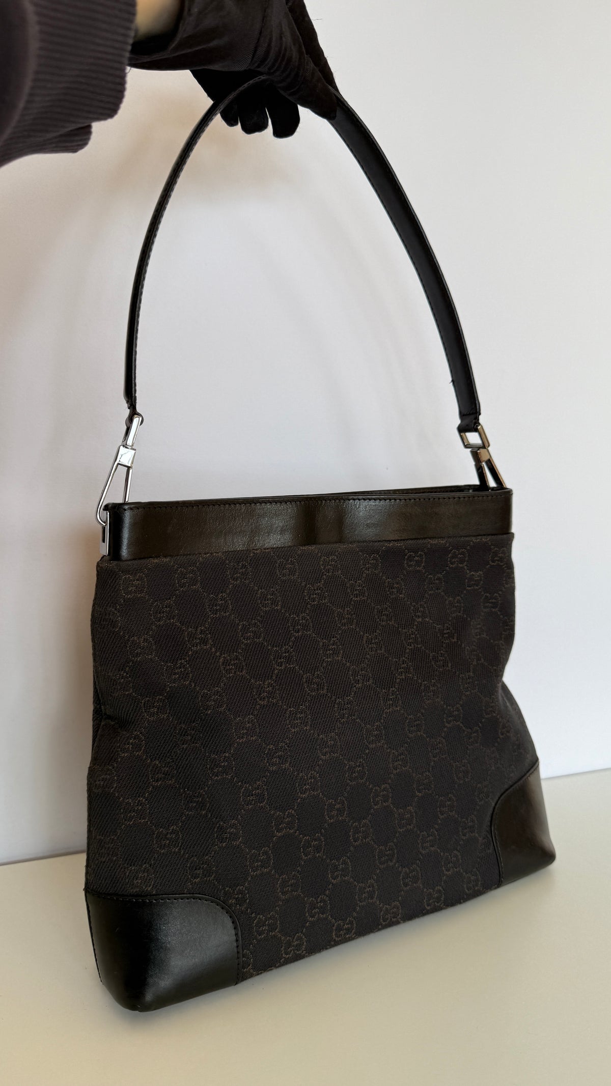 Gucci Black GG Canvas Shoulder Bag