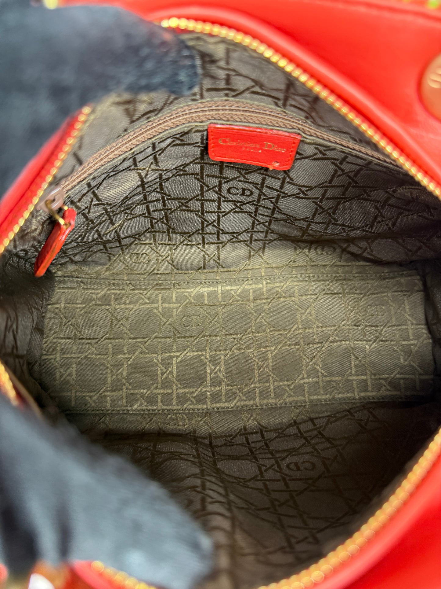 Christian Dior Vintage Orange Tweed Lady Dior Medium Bag