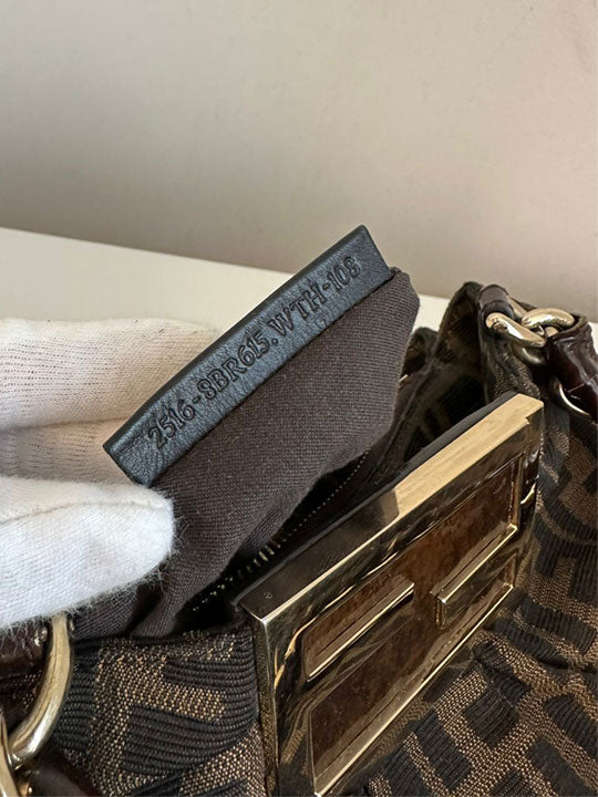Fendi Tobacco Zucca Print Canvas Small Mia Tote Bag