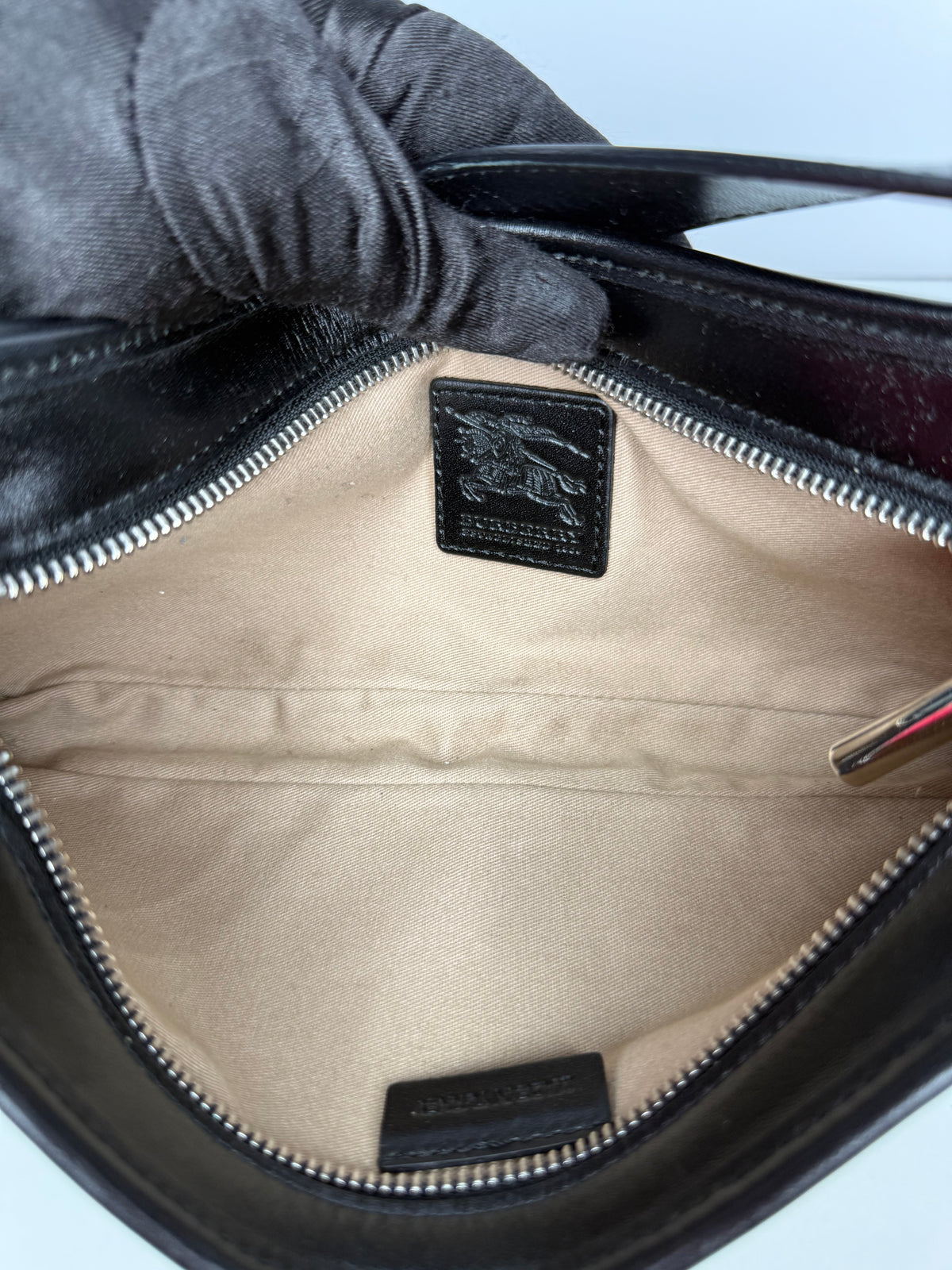 Burberry Black/Beige House Check PVC and Leather Pochette Bag