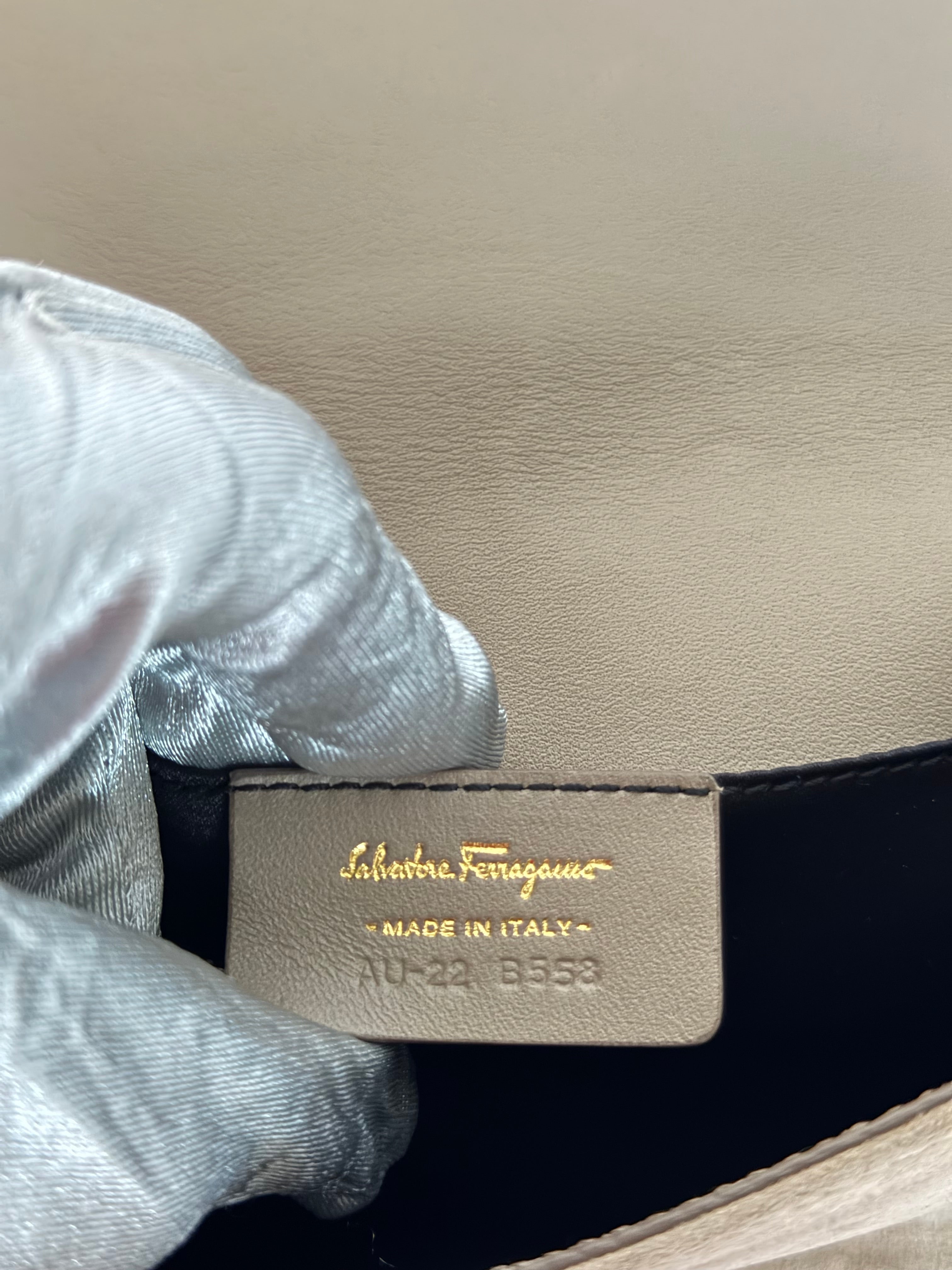 Salvatore Ferragamo Vara Bow Chain Crossbody Bag Suede