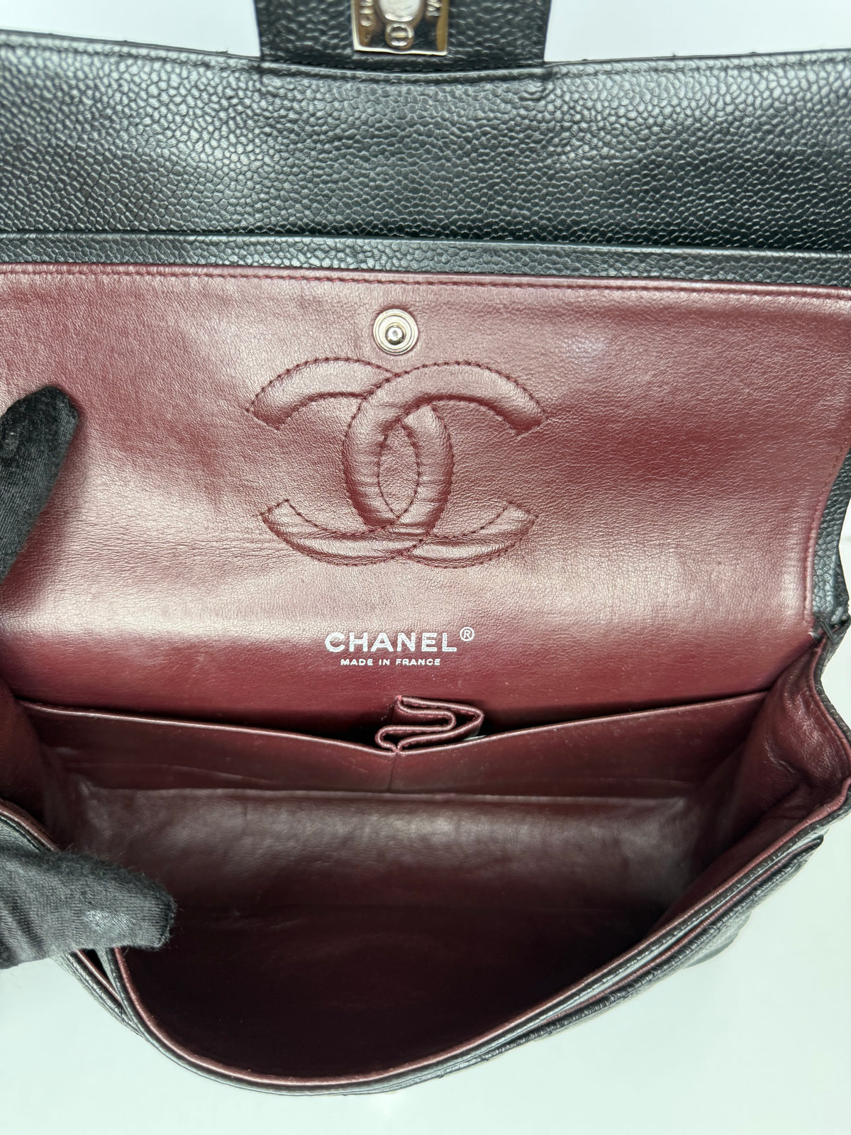 Chanel Classic Double Flap Medium Black Caviar Silver Hardware