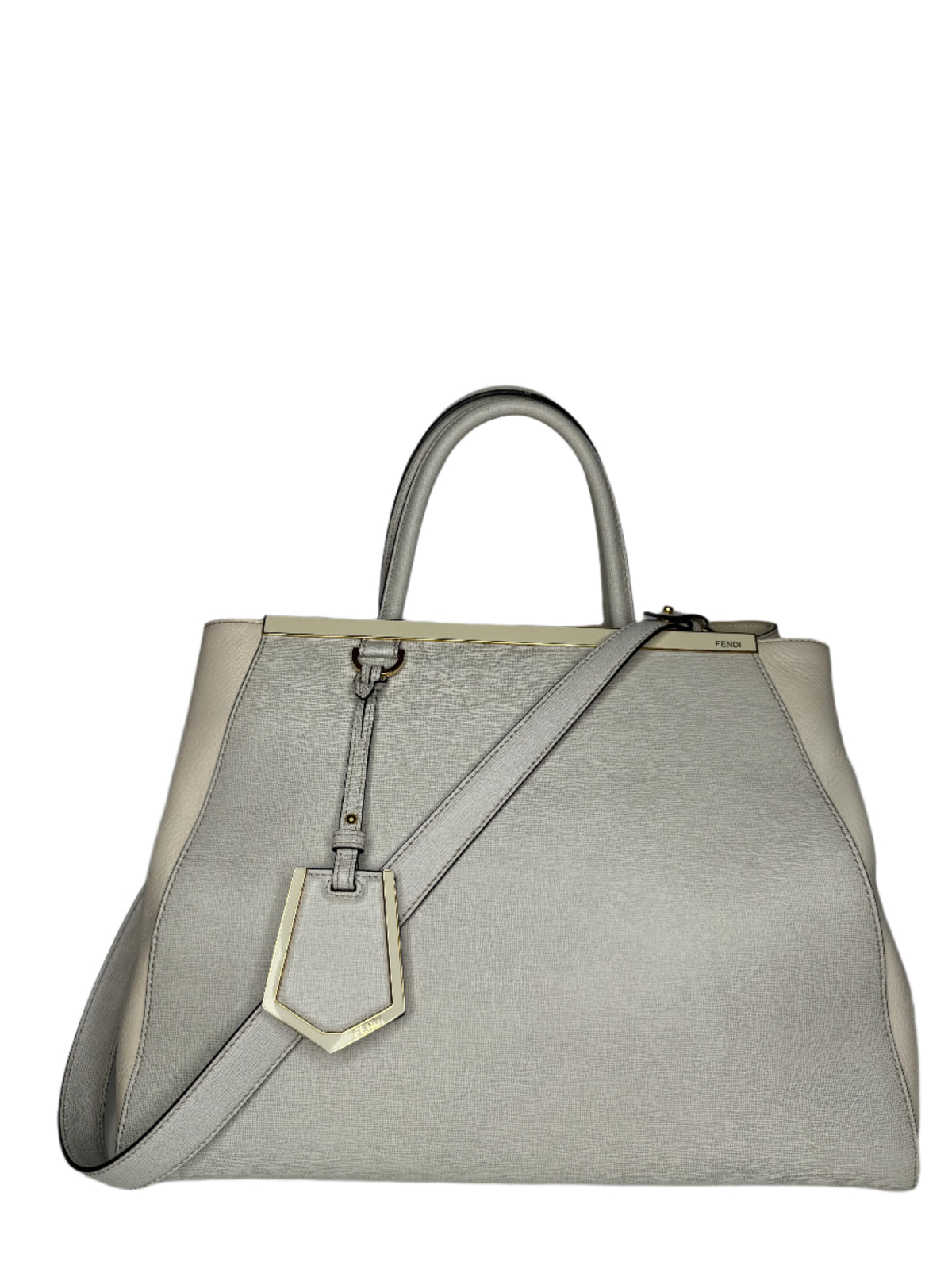 Fendi Grey/Beige Leather Medium 2Jours Tote Bag