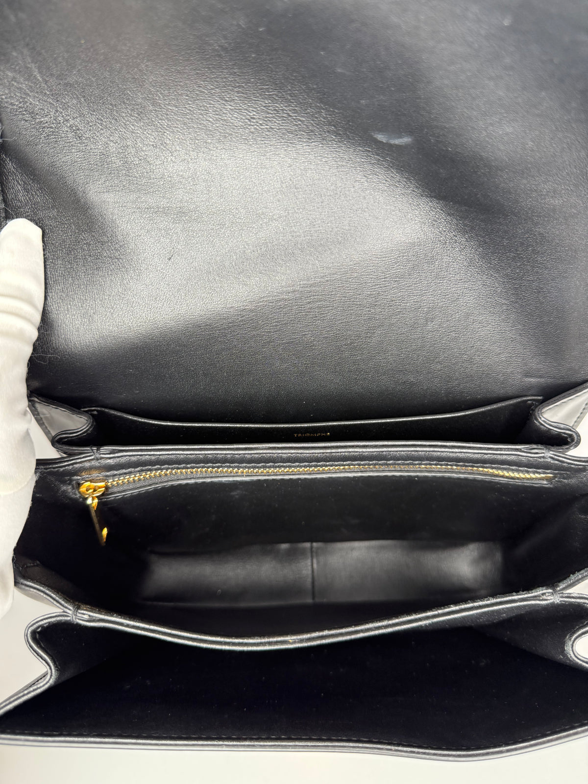 Celine Classique Triomphe Bag in Black Shiny Calfskin