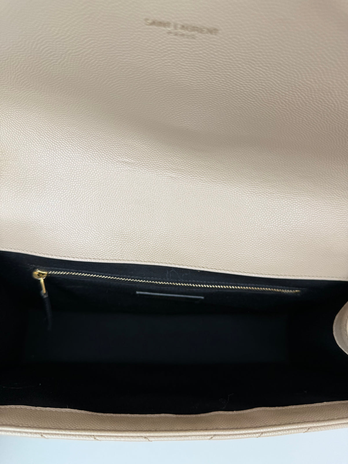 Saint Laurent Beige Grain De Poudre Large Envelope Bag