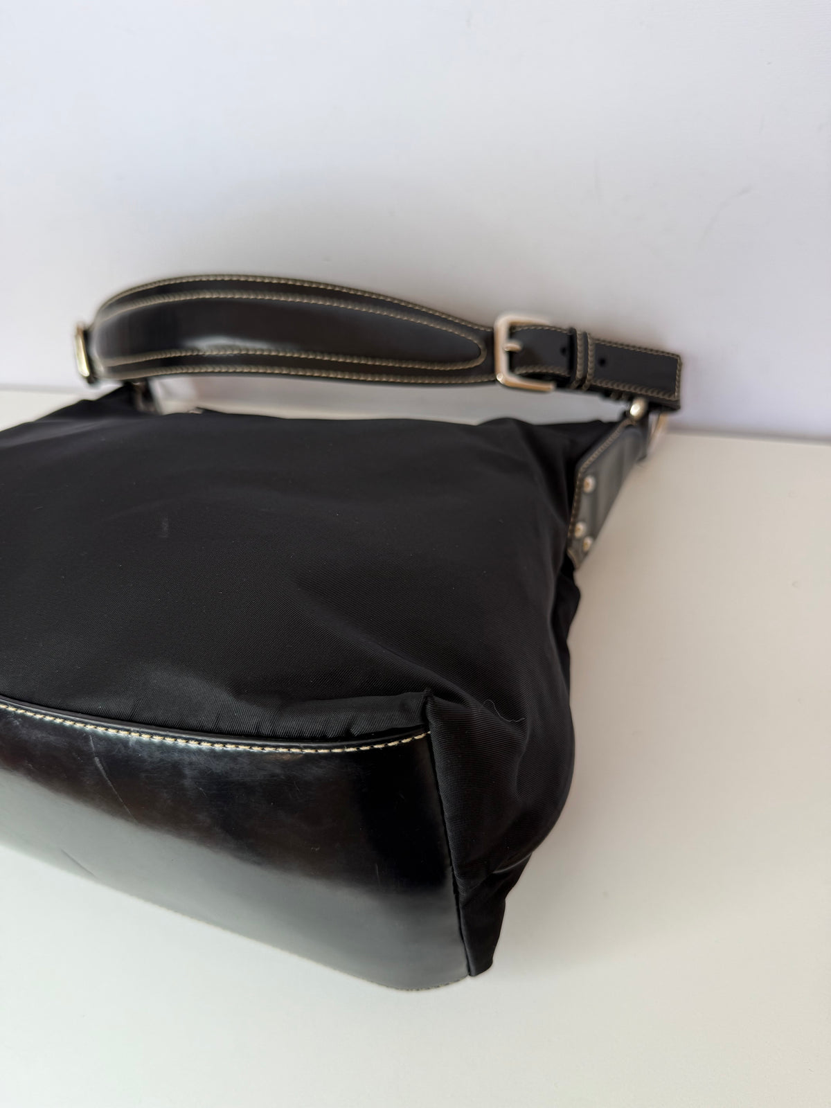 Prada Black Nylon Triangle Logo Shoulder Bag